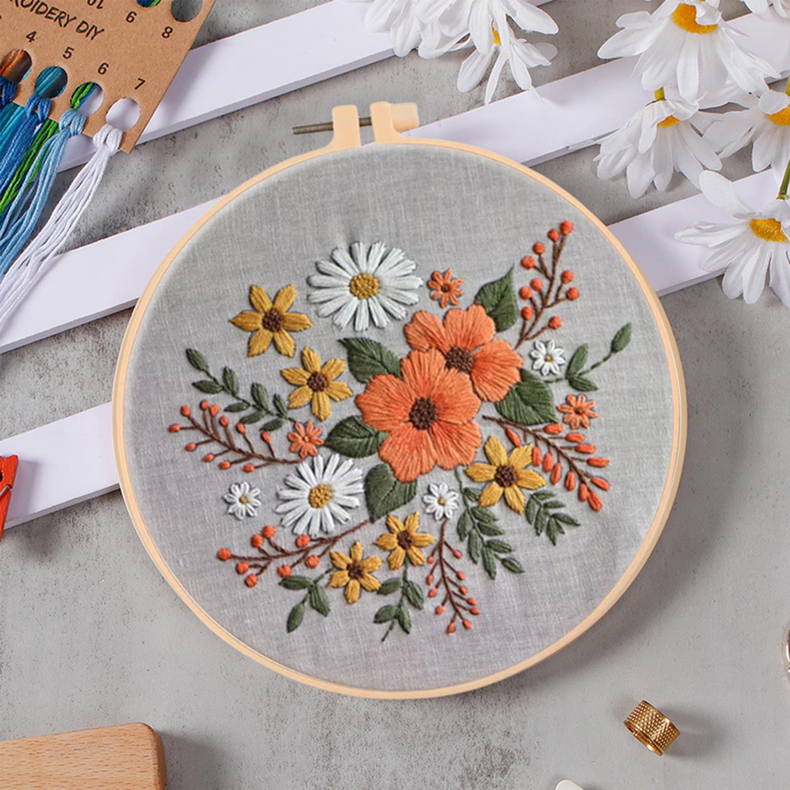 Huacan Embroidery Kits Flower for Adults 20 cm x 20 x 1 cm, 5