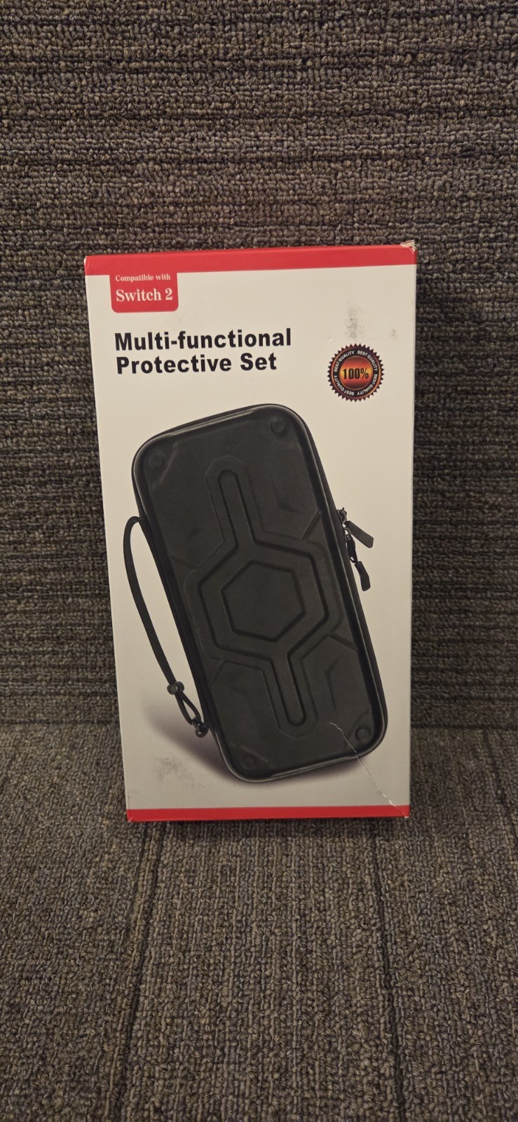 Black Hard Shell Splash-Proof Carrying Case for Switch 2 with Gamecard Storage