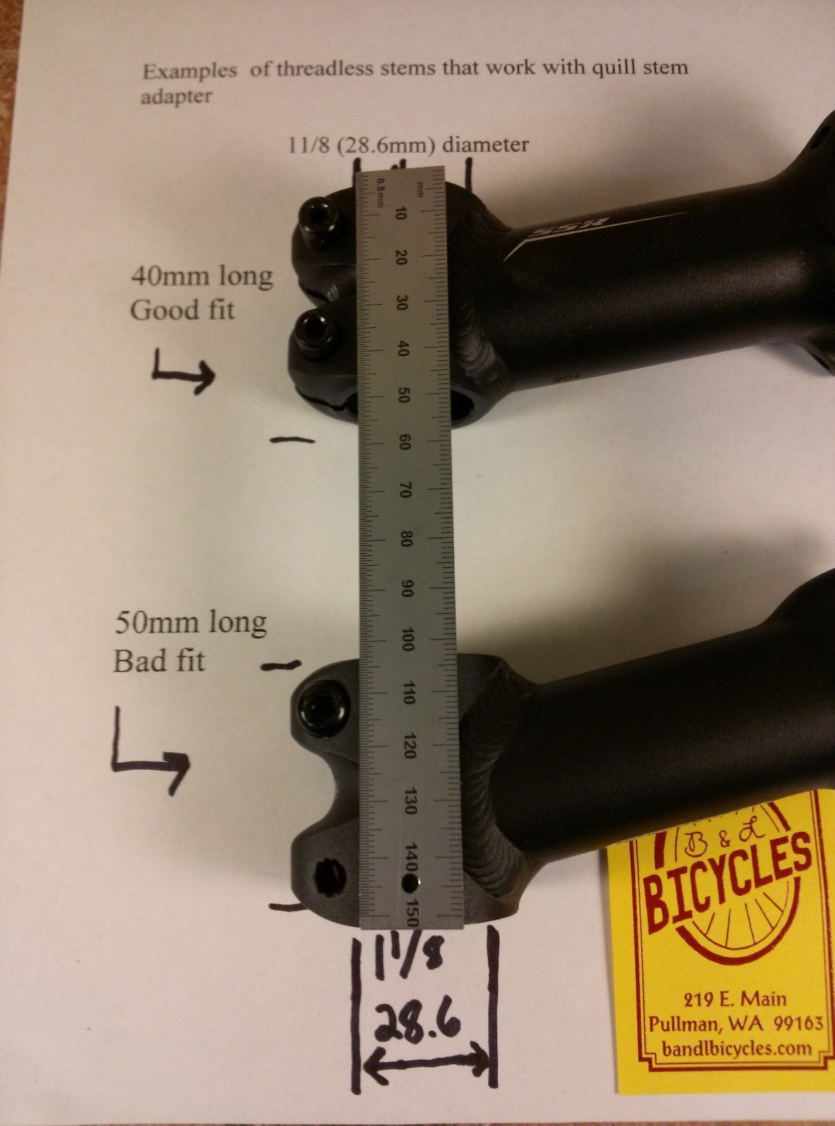 French bicycle stem quill adapter for 22.0 , threadless