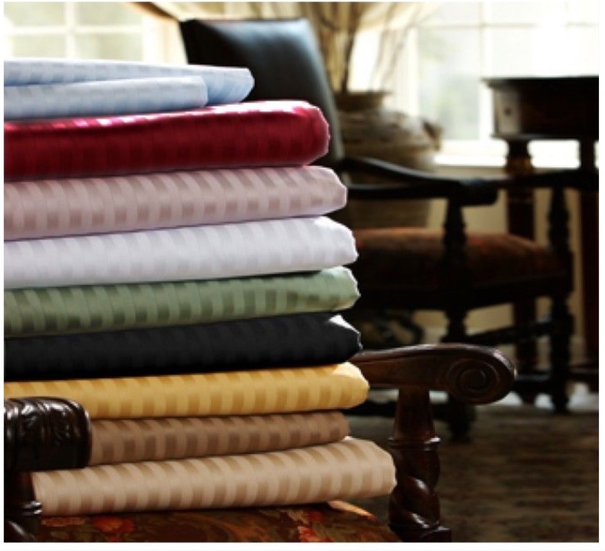 1000 TC Egyptian Cotton Cozy Bedding Items Queen Size Only Striped Pattern
