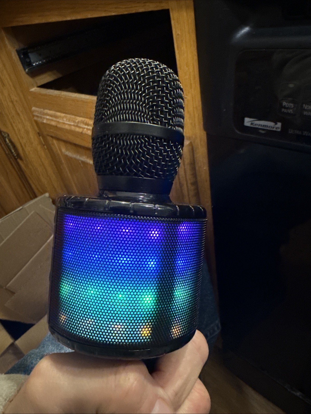 Bonaok Wireless Bluetooth Karaoke Microphone Portable Handheld Speaker Black.