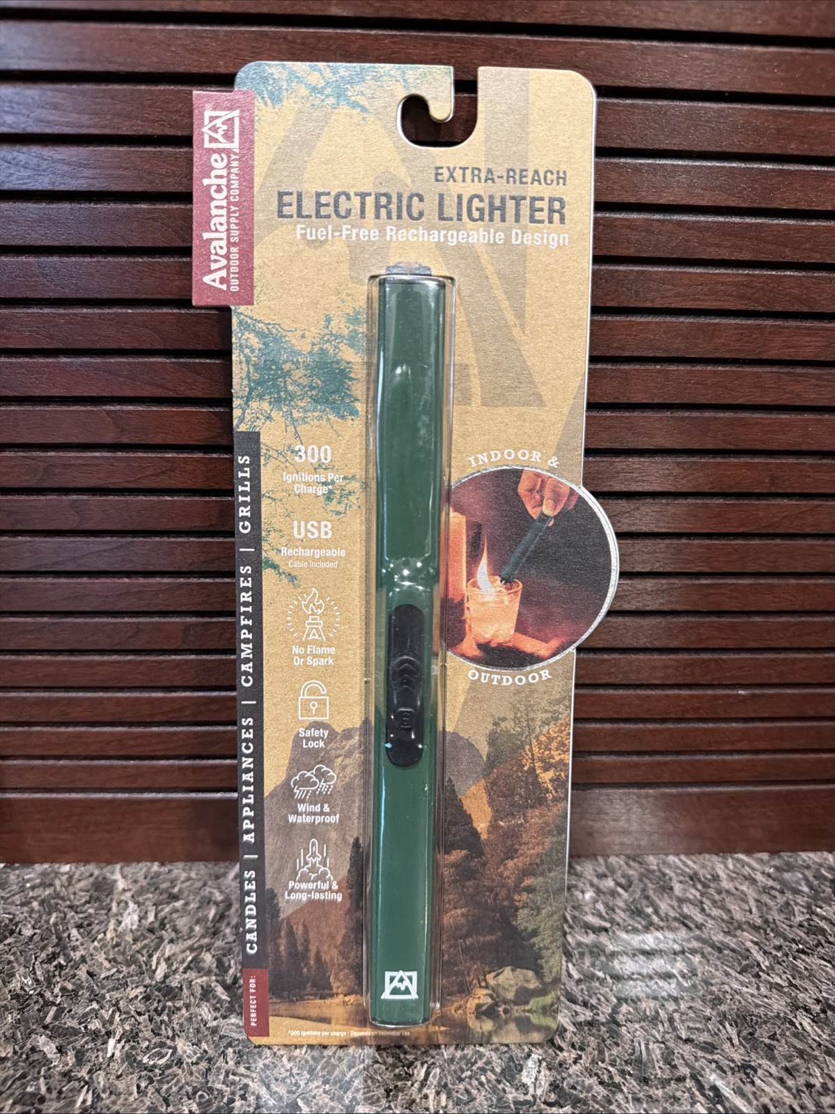 NEW Avalanche Extra Reach Electric Lighter Fuel Free Rechargeable Green