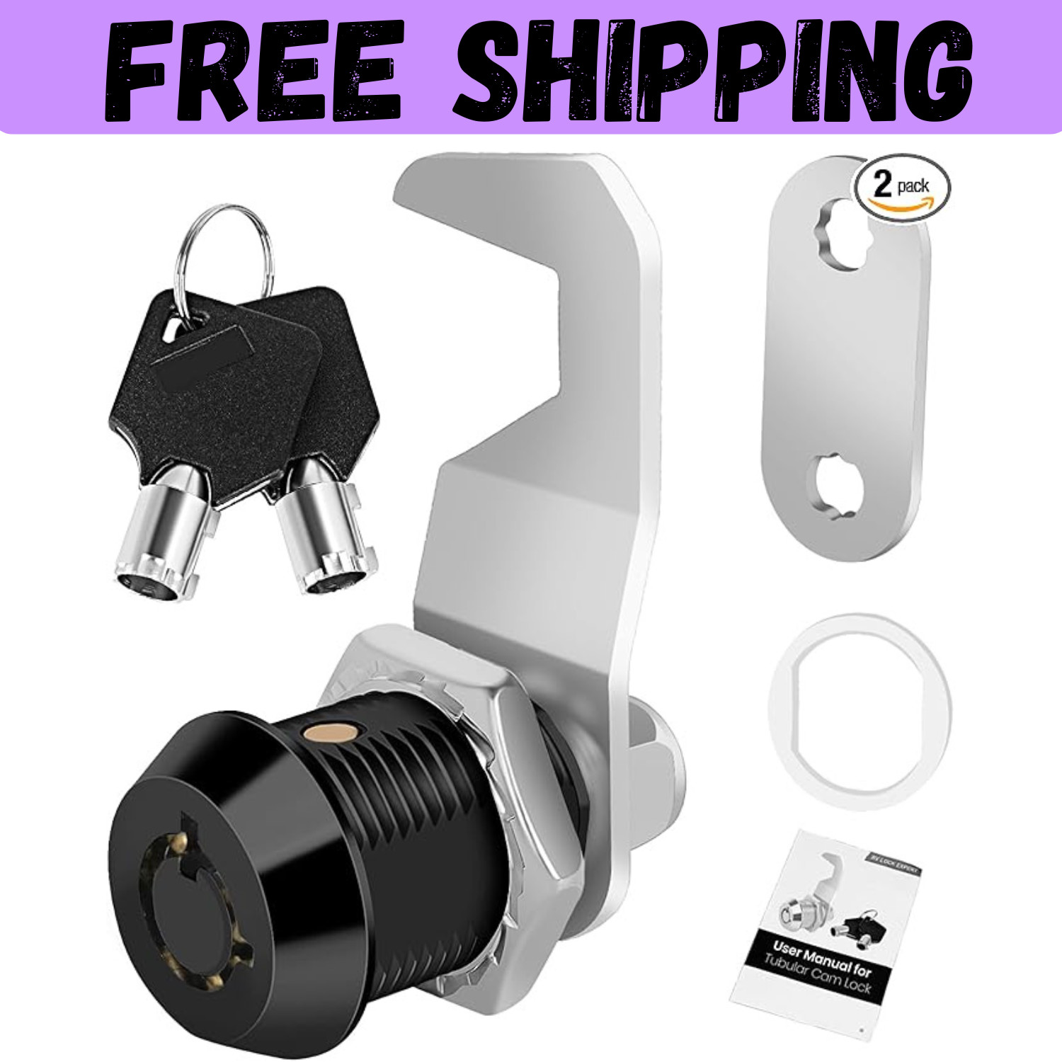 Harbor Freight Tool Cart Lock - Zinc Alloy (5/8 Inch 1 Pack-Black) - Hook Cam