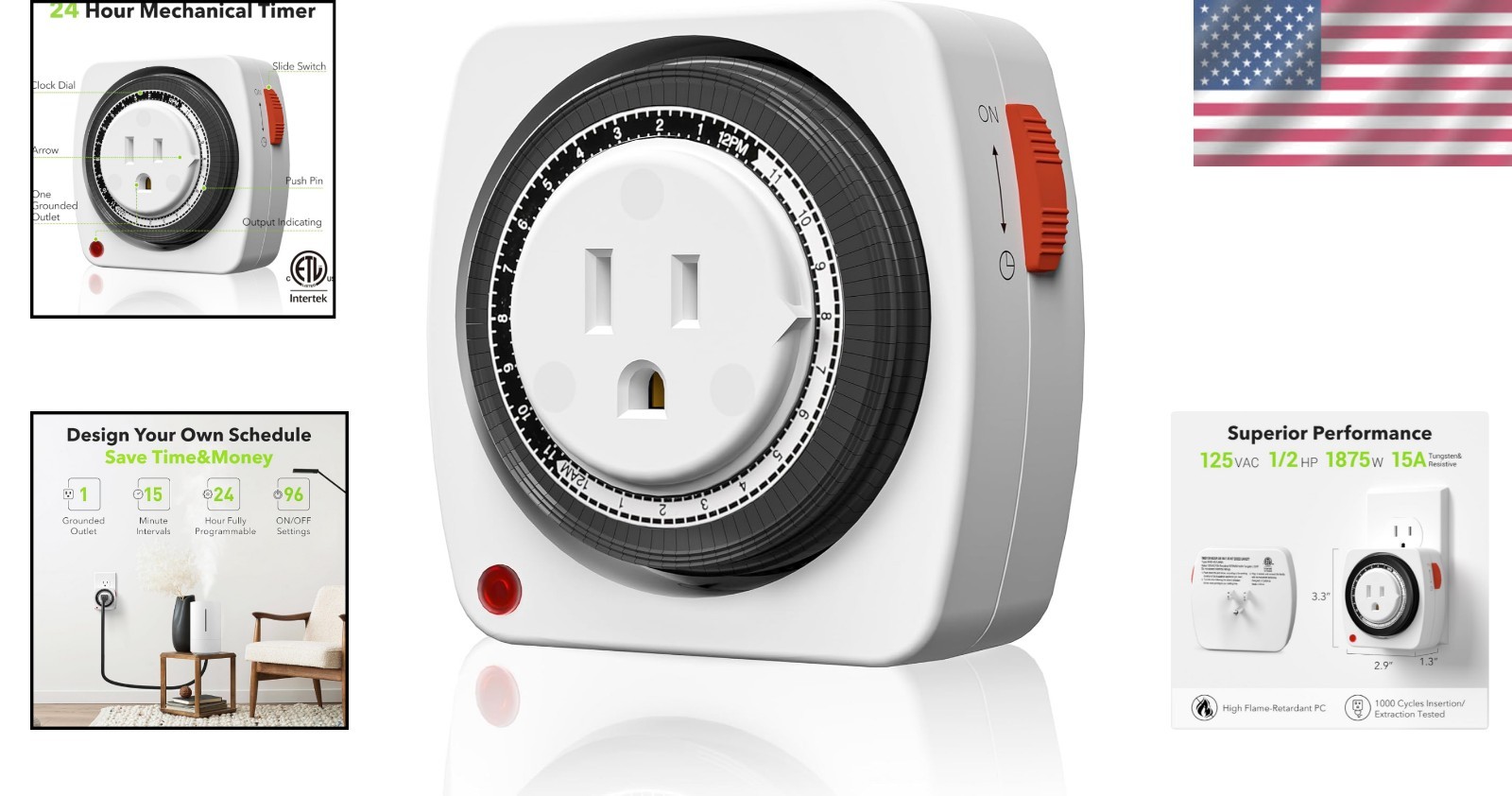Reliable 15-Minute Interval Mechanical Timer – Ideal for Hydrophonics & Lighting