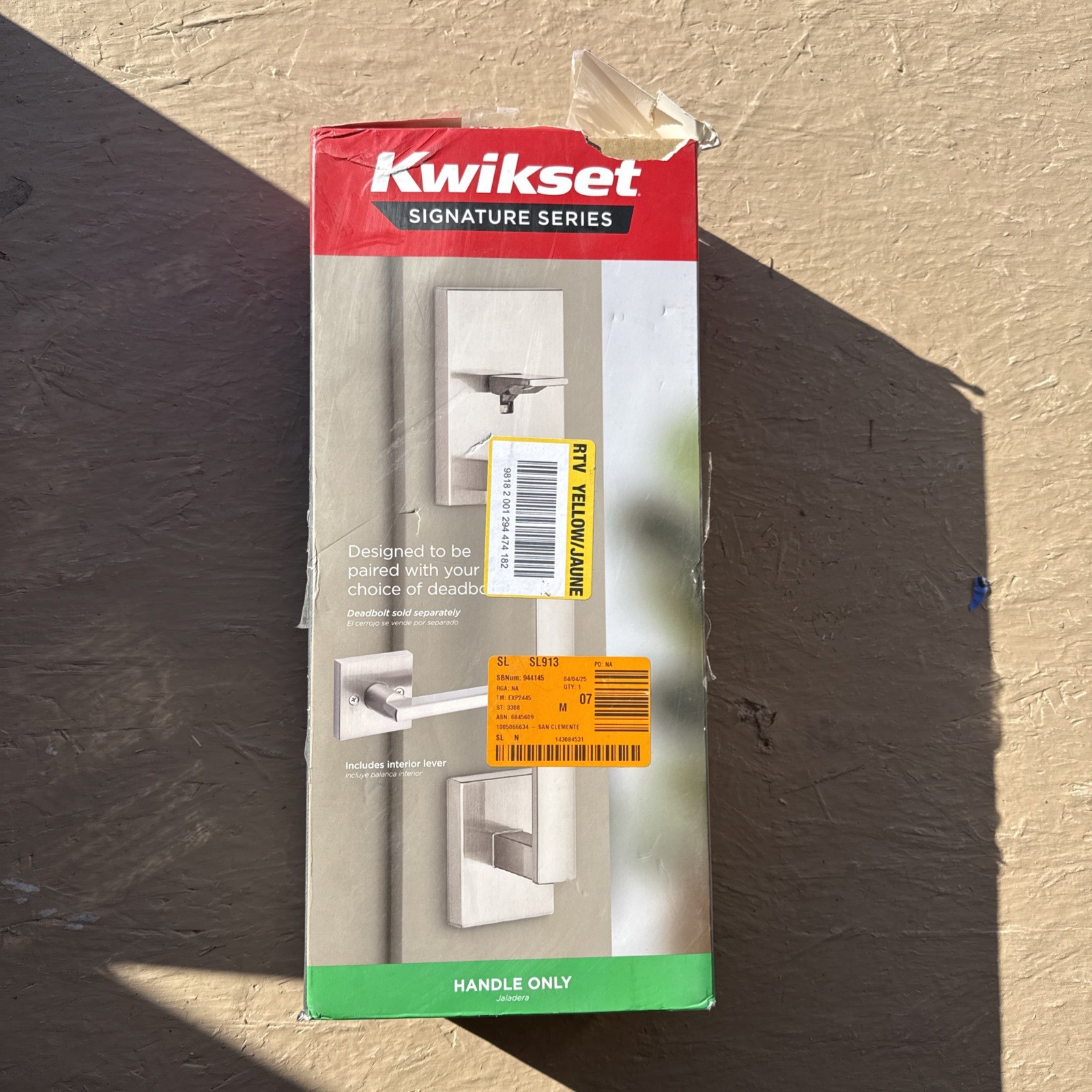 Kwikset San Clemente Front Door Handle No Lock, Entry Handleset Exterior