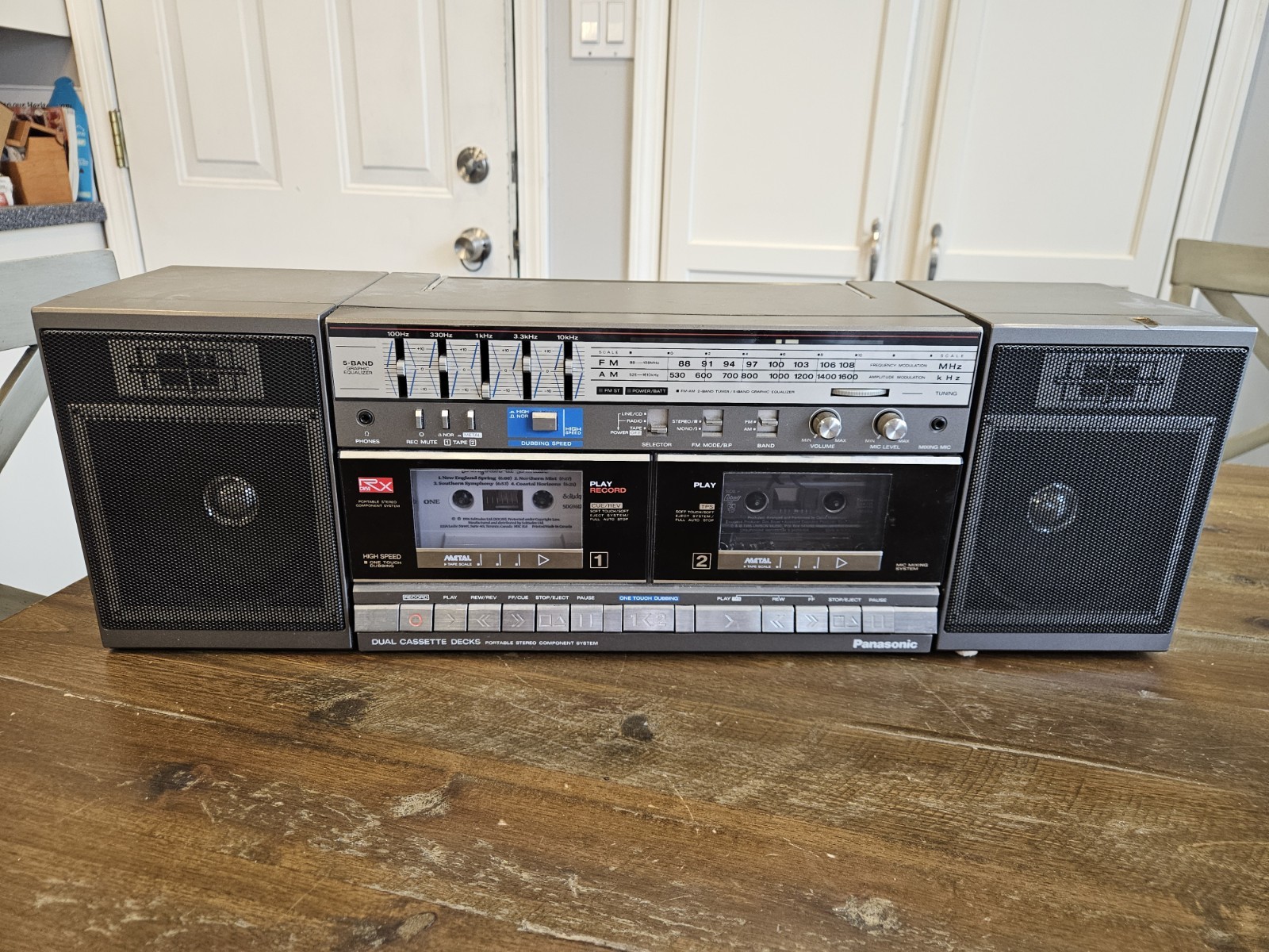 VINTAGE Panasonic RX-CW50 Boombox Dual Cassette Deck Made in Japan Works!!