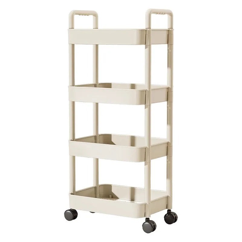 NEW Trolley With Handlebar And Storage Rack Floor Standing Multi Layer Storage
