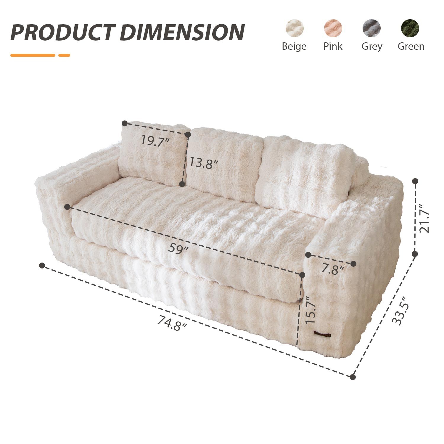 MAXYOYO 2/3 Seater Floor Sofa Bed,Bubbled Boneless Sofa with Pillows
