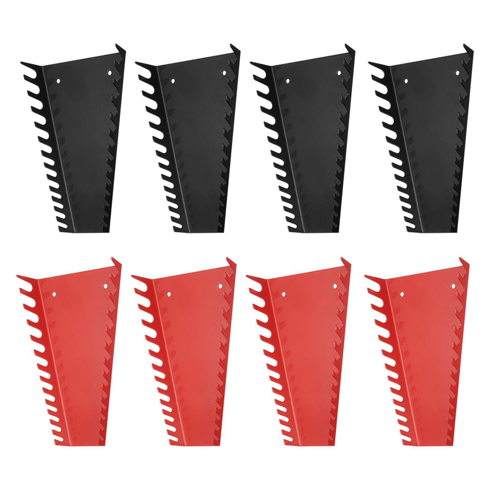 8pcs Metal Wrench Organizer, 104-Slot for SAE & Metric Wrenches, Black,Red