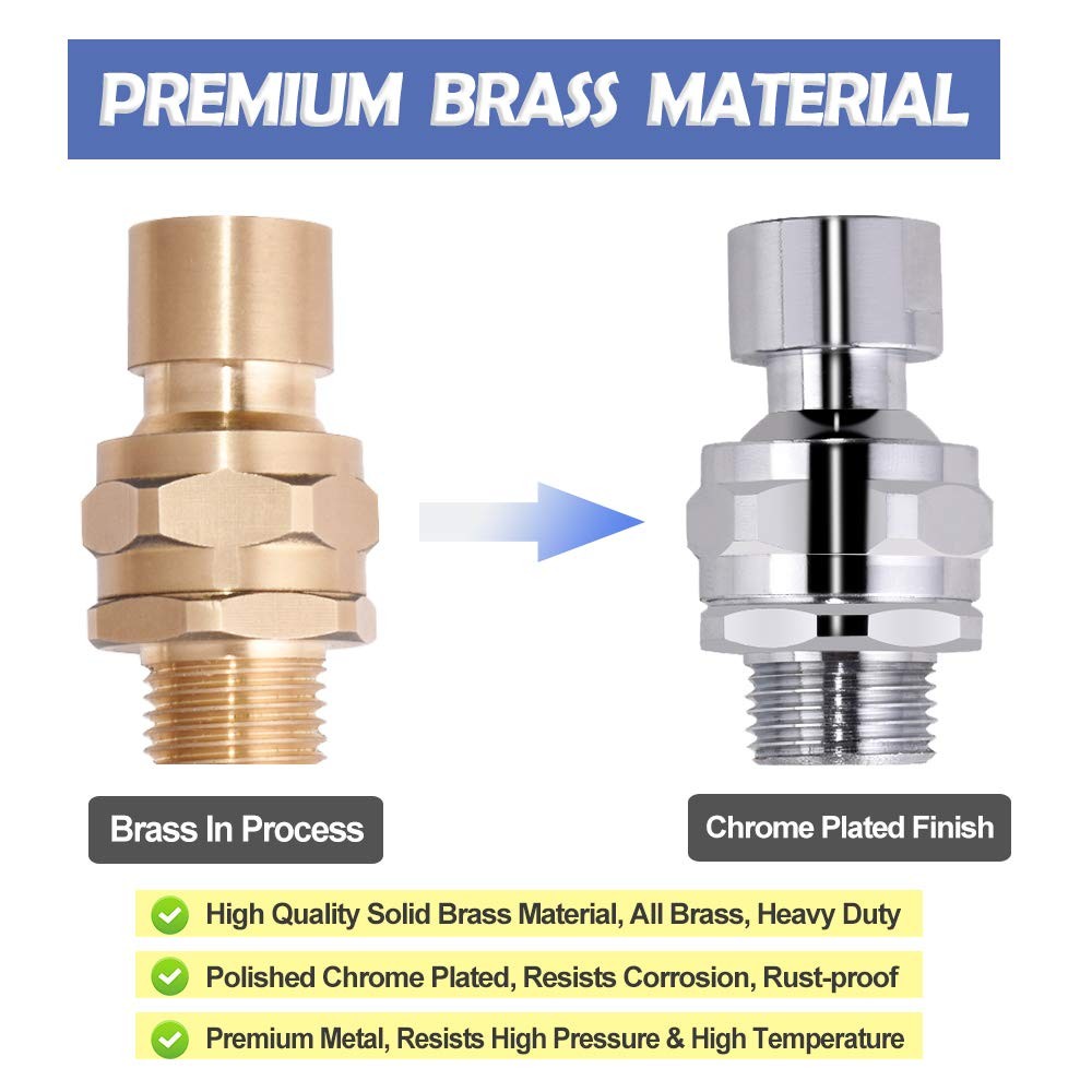 Shower Head Swivel Ball Adapter Brass Adjustable Arm Connector Chrome
