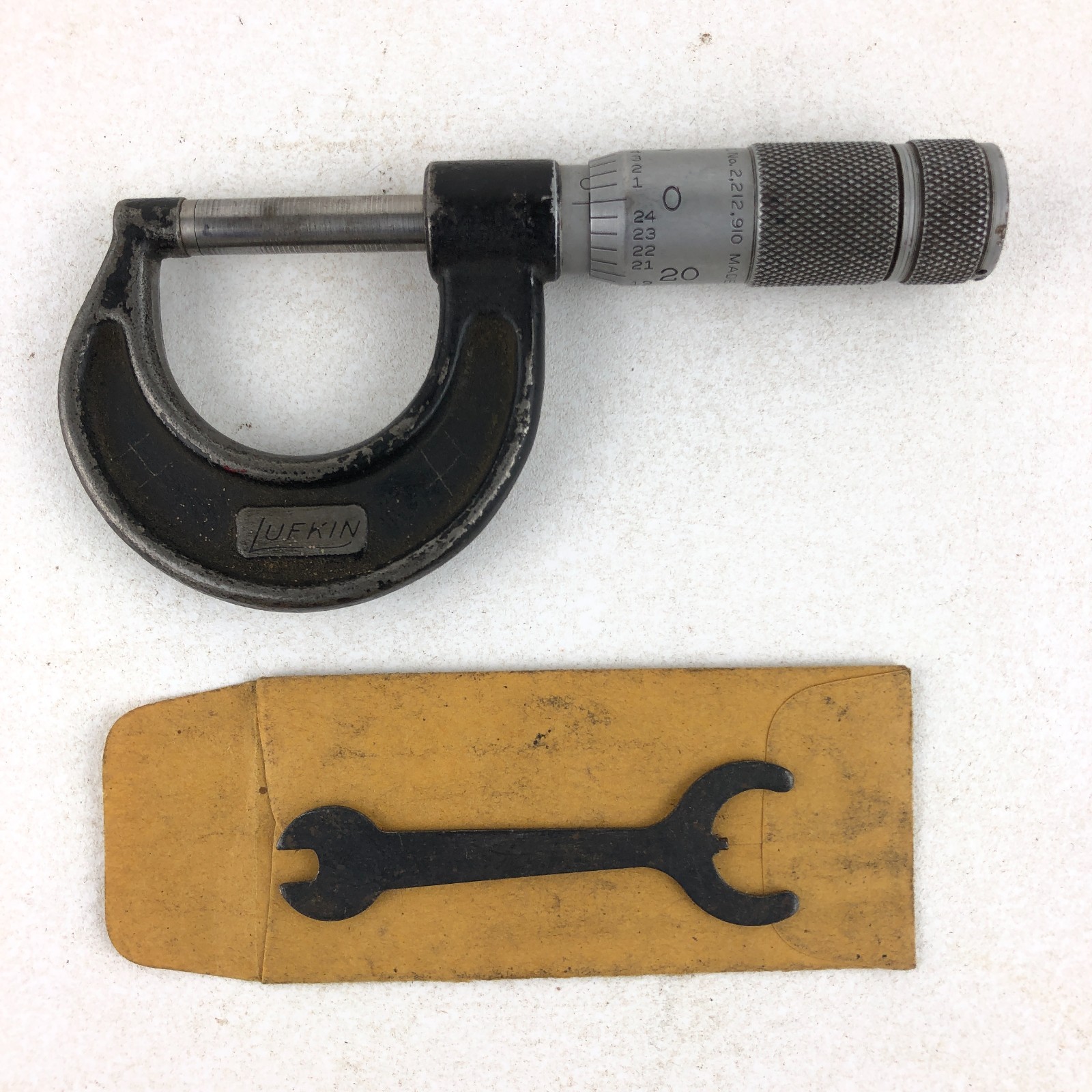 Vintage Lufkin Rule Outside Micrometer 0-1" with Wrench No. 1911 USA Has MARKS**