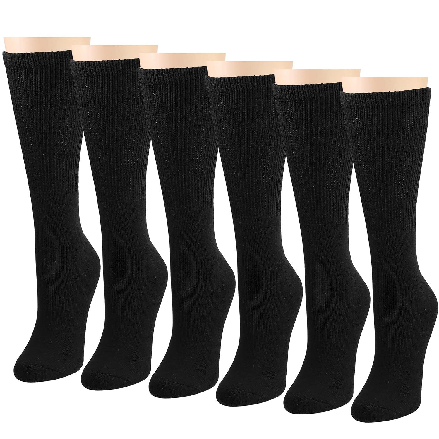 Wholesale Bulk Mens Diabetic Black Crew socks Circulatory Cushion Cotton 9-11