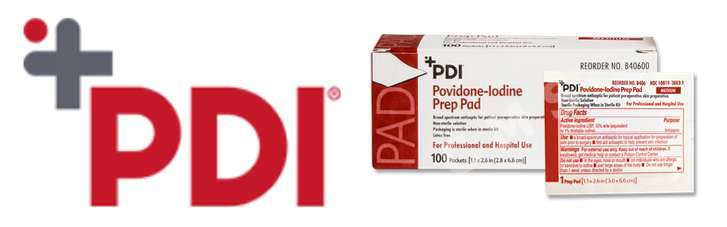 PDI Povidone-Iodine Prep Pads Medium 1.1875"x2.625" 100/BX B40600 Betadine Wipes
