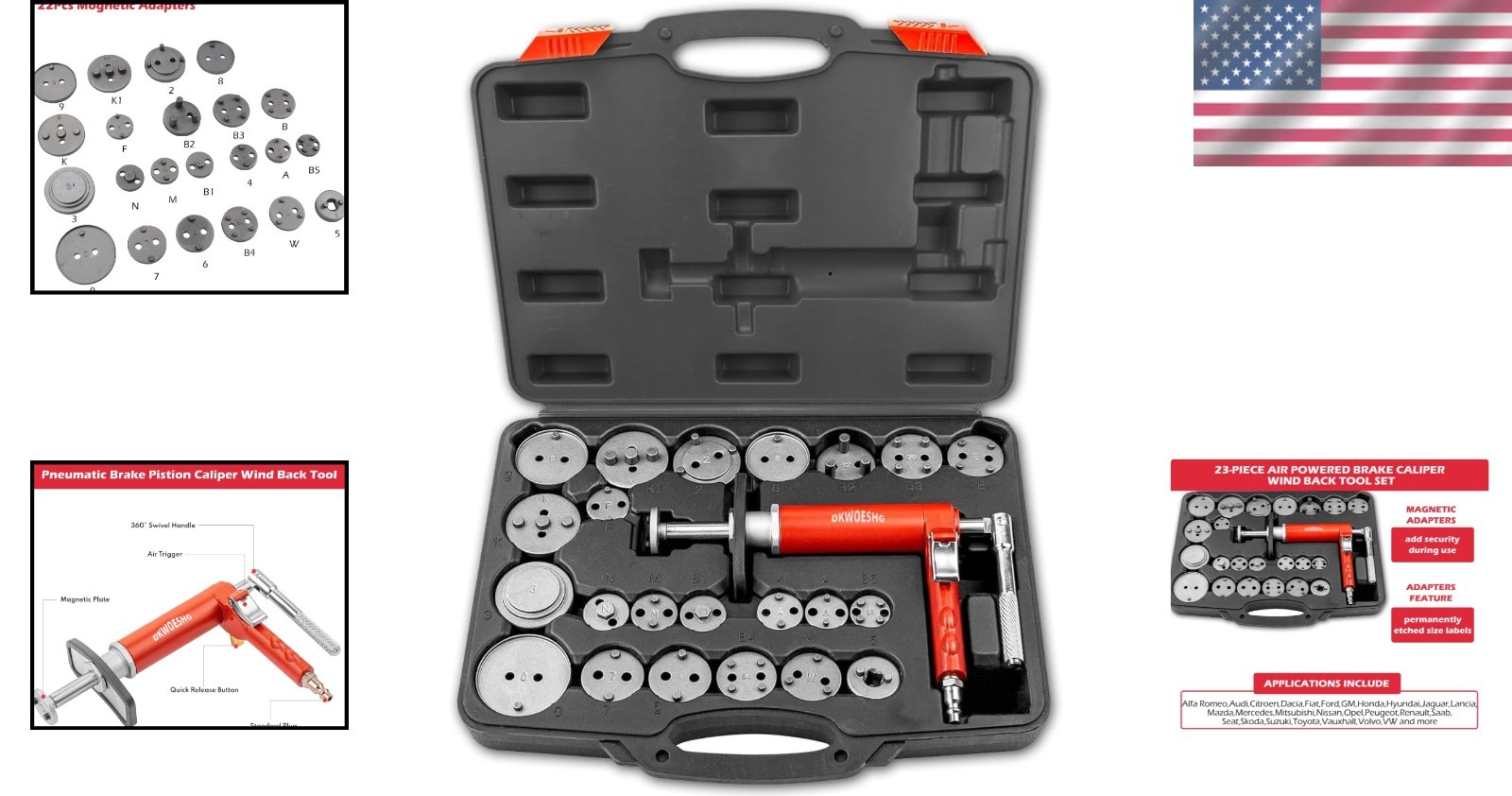 Bi-Directional Pneumatic Brake Tool Kit for Quick and Precise Piston Adjustment