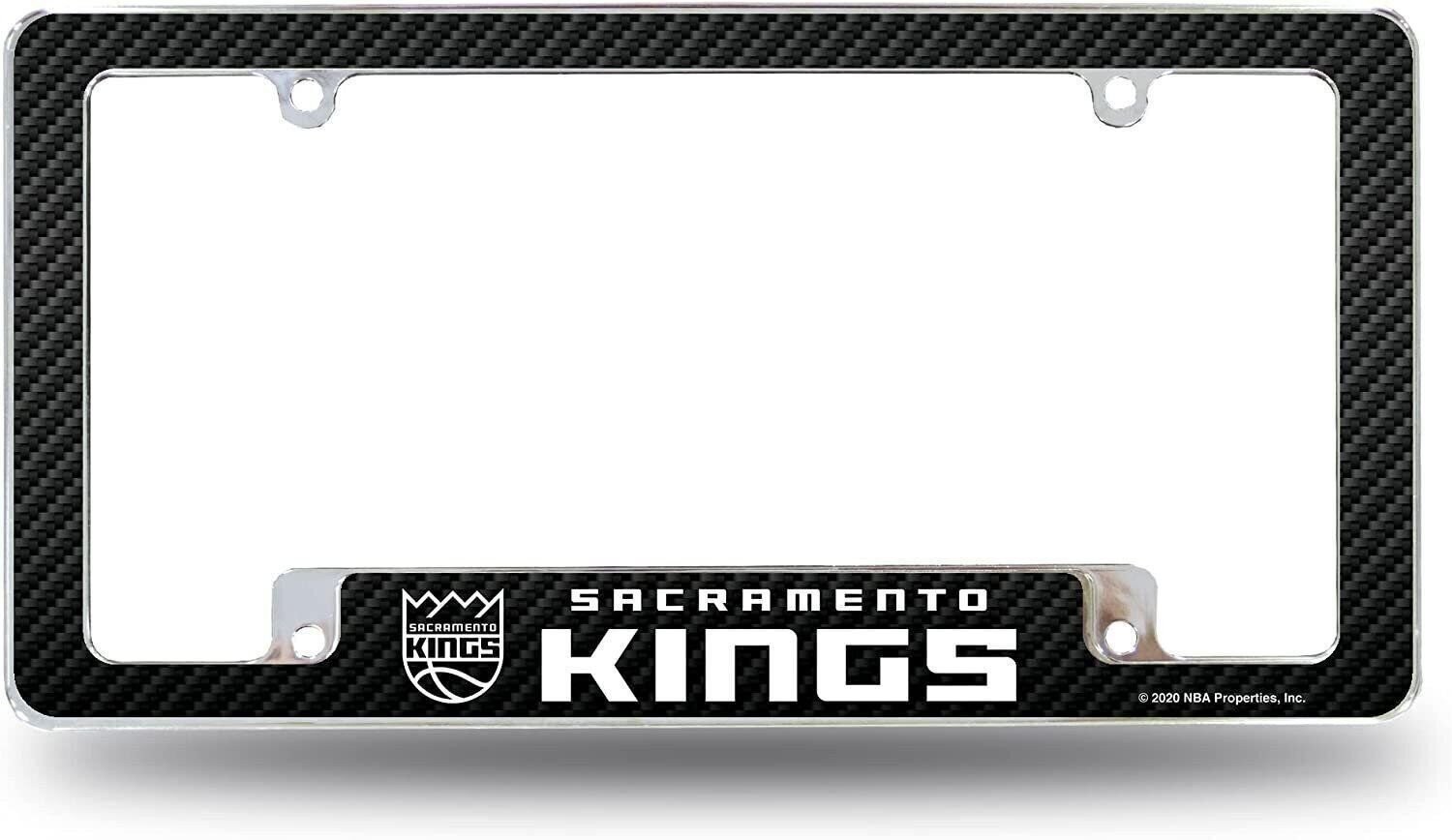 Sacramento Kings Metal License Plate Frame Chrome Tag Cover Carbon Fiber...