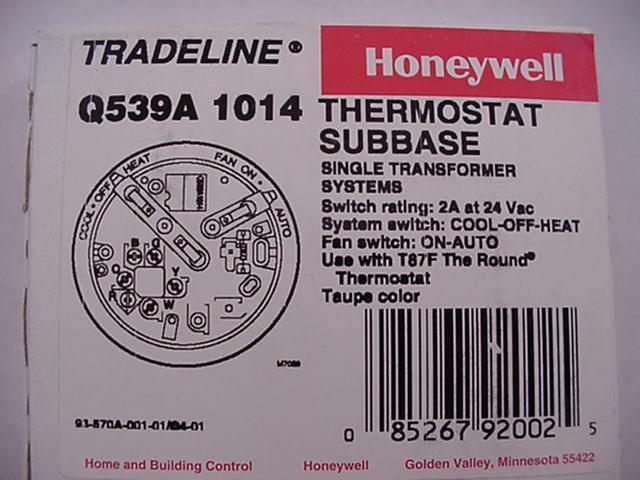 Honeywell Q539A 1014 Thermostat subbase Use with T87F Ships Same Day of Purchase