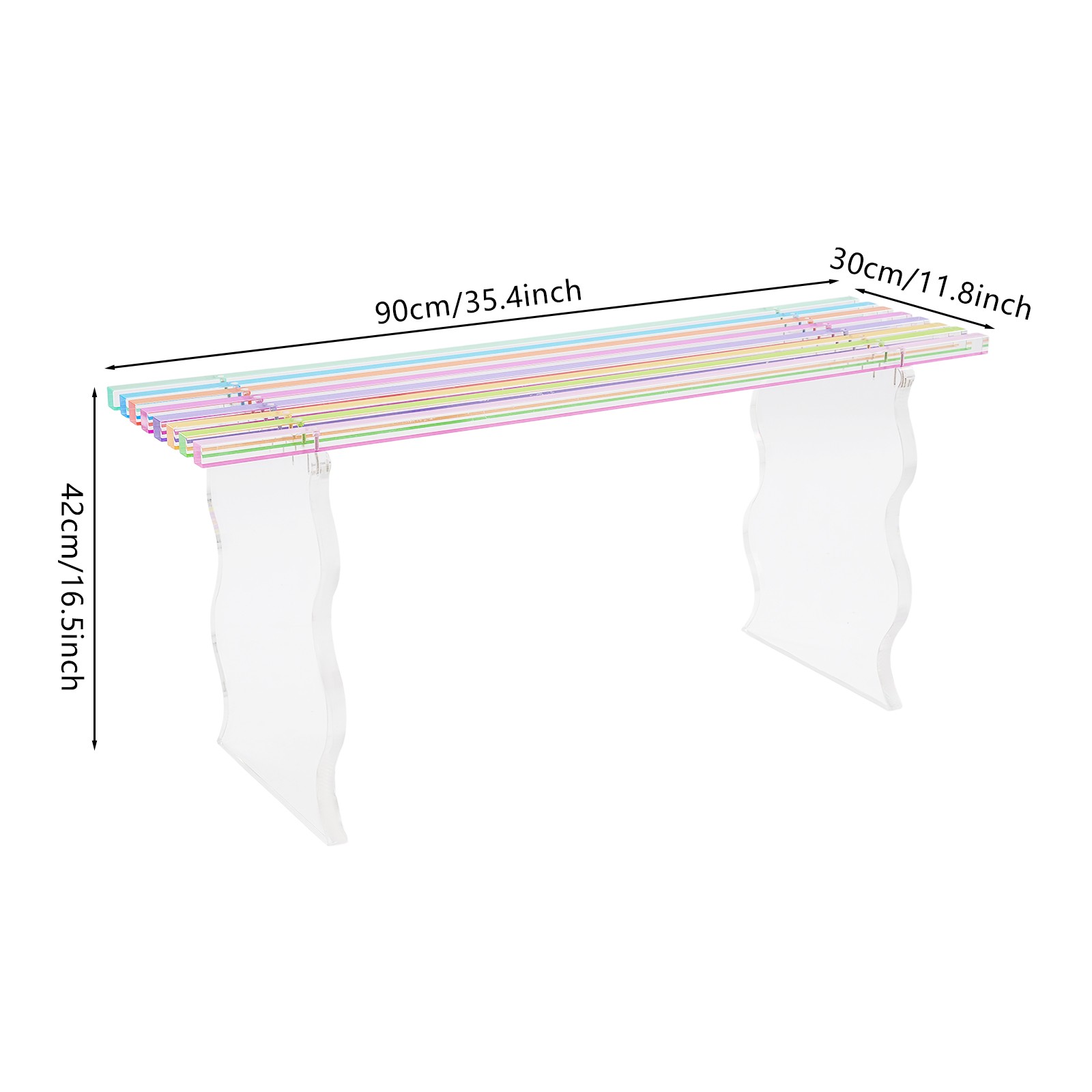 Acrylic Entryway Shoe Bench, Bench In Rainbow Color, Furniture Seat 35.4" L
