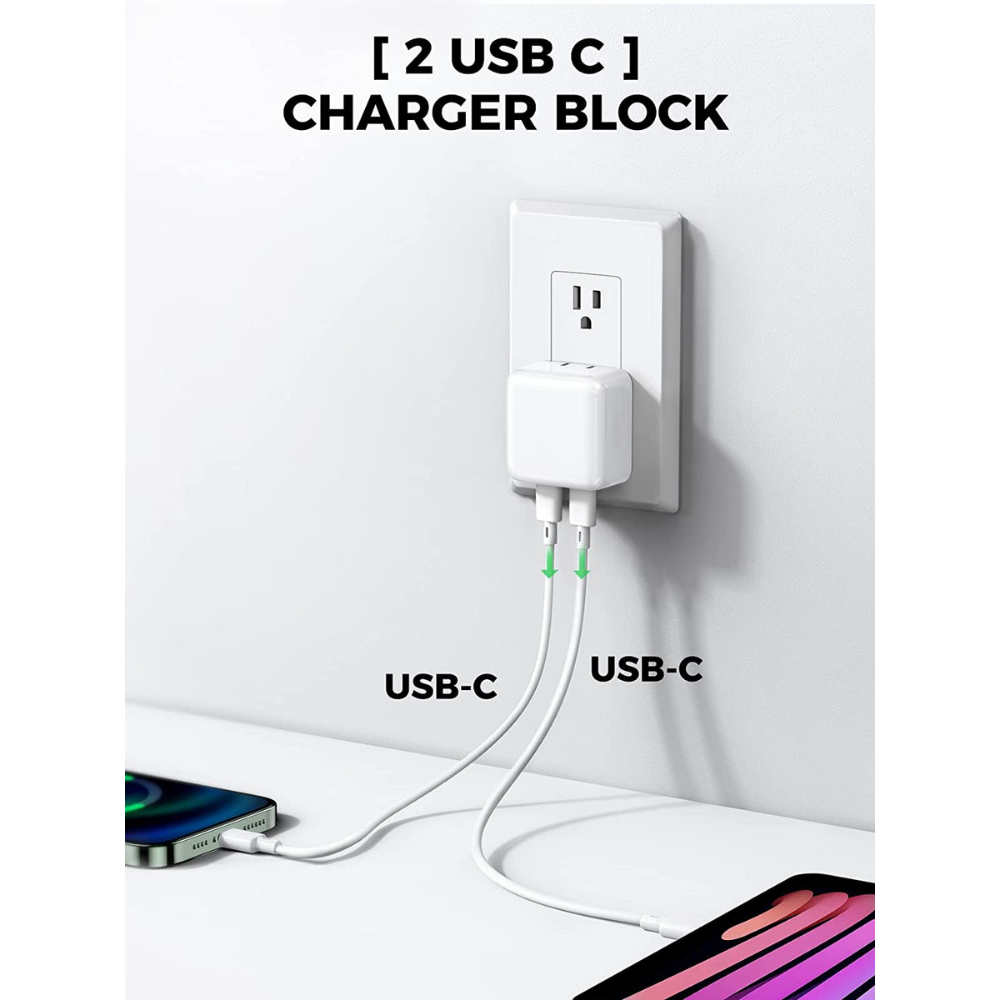 35W Dual USB-C Fast Charger Type C Power Adapter For Android iPhone iPad Macbook