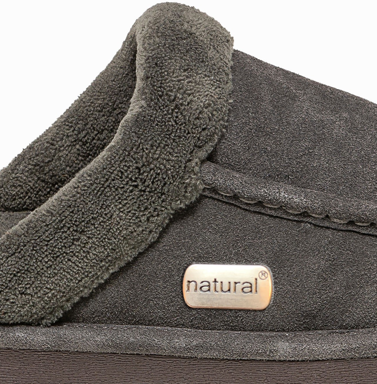 Natural Suede Men Slippers | Grey |10