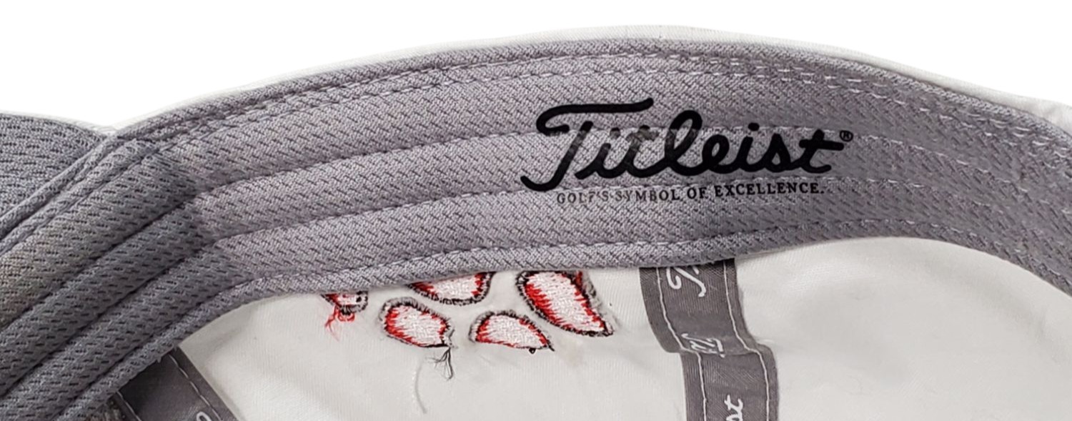 Titleist Golf White Strapback Baseball Hat Cap With Red Paw On Side