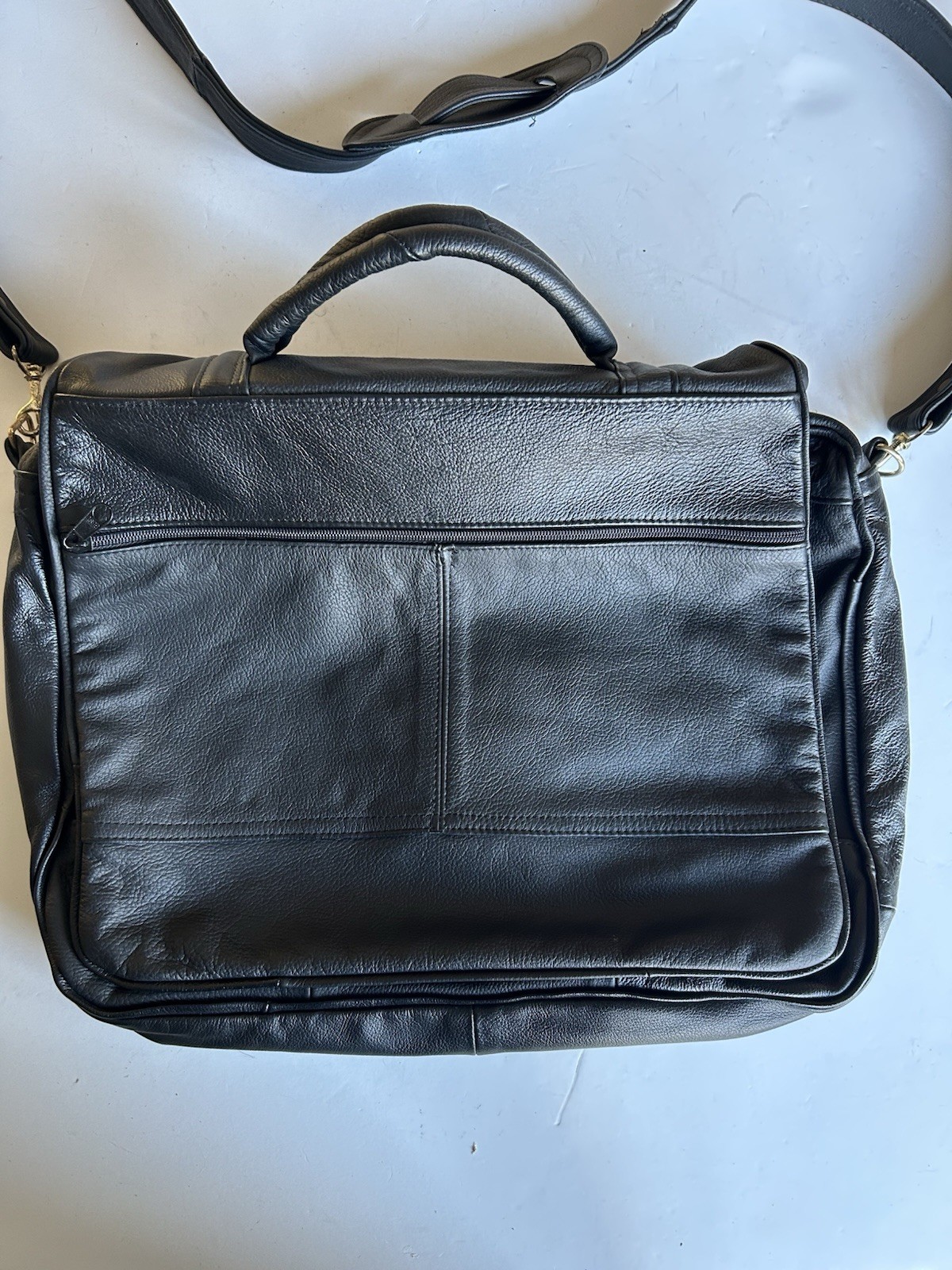 Black Leather Laptop Top Handle Shoulder Bag Hecho En Mexico