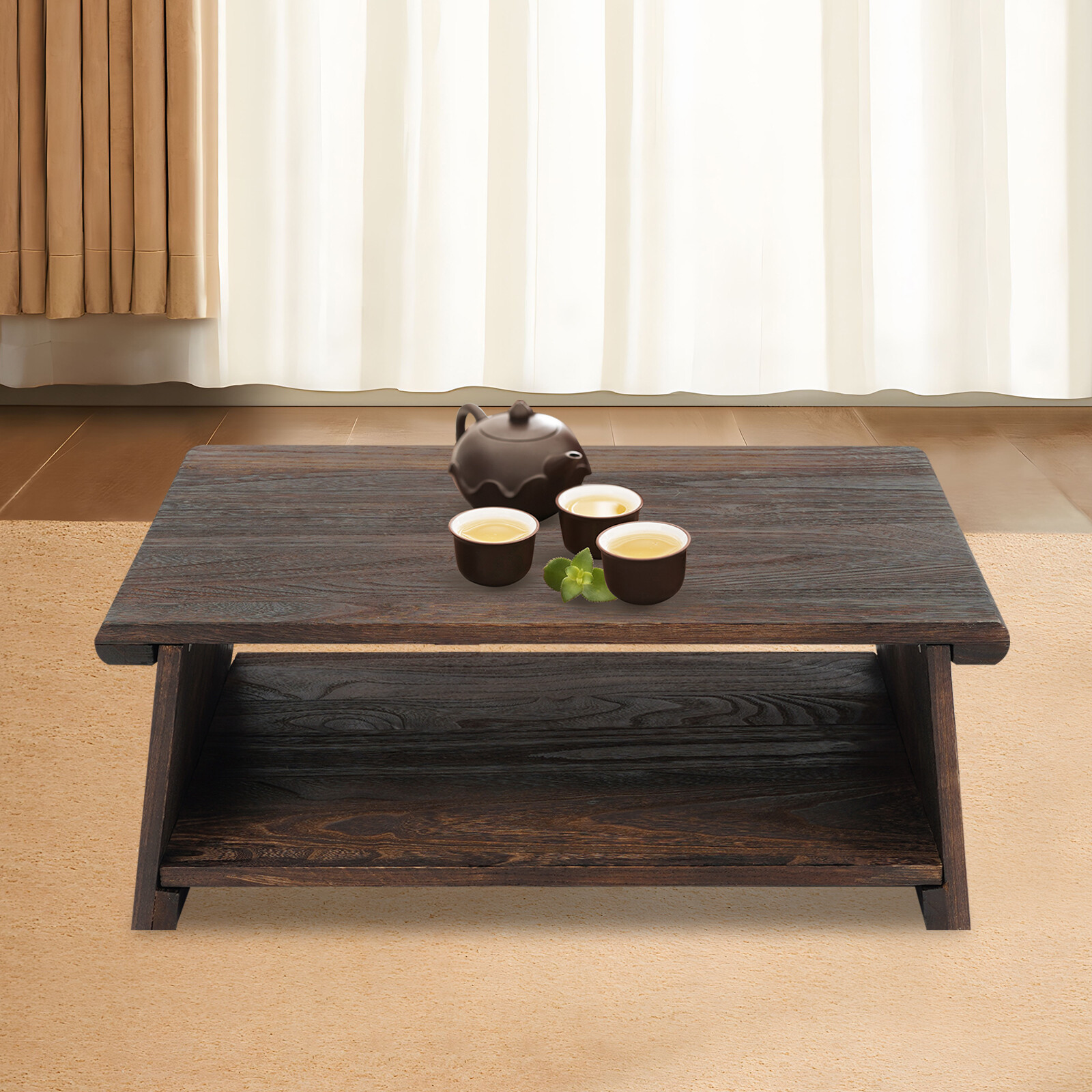 Japanese Floor Table Small Coffee & Tea Table Altar for Meditation Low Table