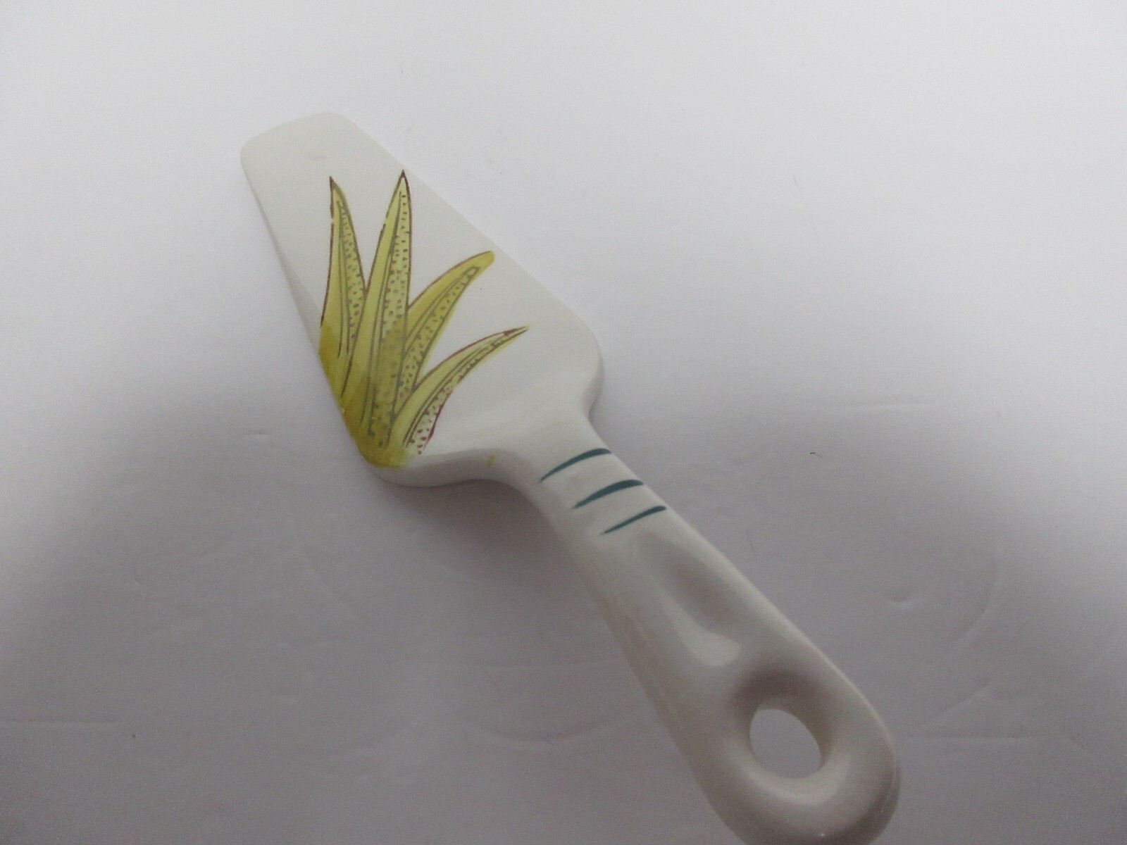 Ceramic Cake Server Signed On Back /hand painted Good Condition