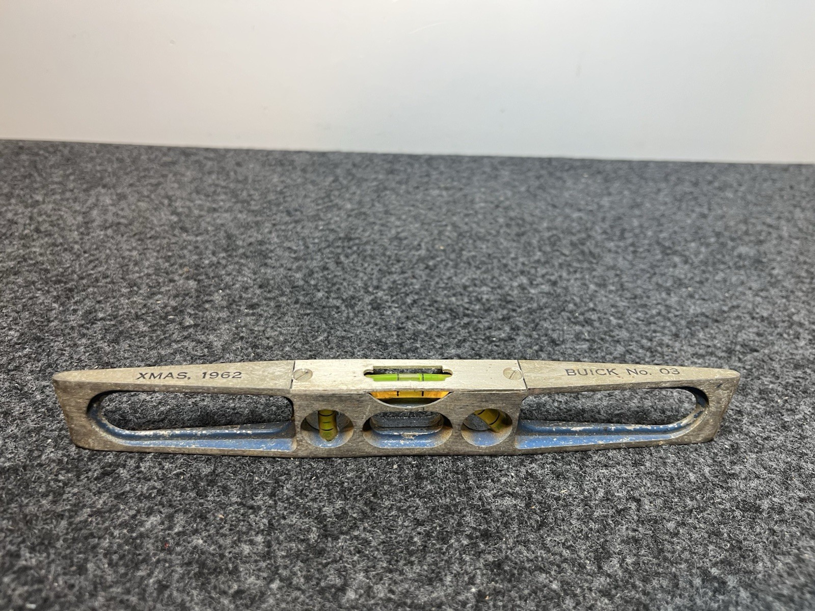 Vintage 1962 Buick Engraved Aluminum Spirit Level Xmas Gift Tool