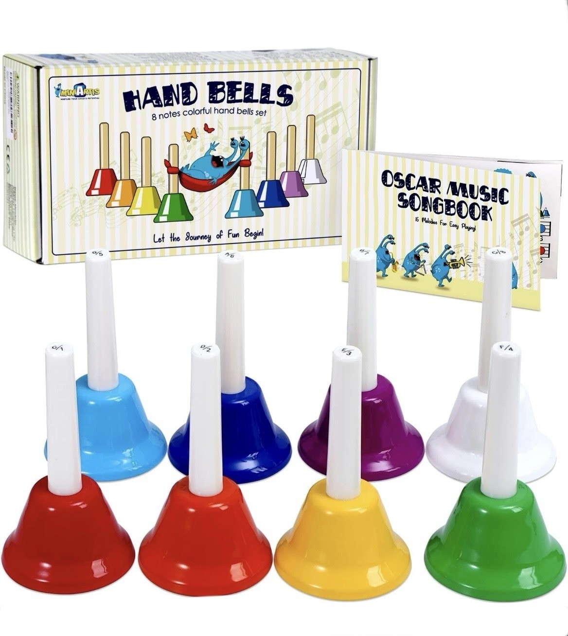 MINIARTIS Hand Bells for Kids | Educational Music Toys for Toddlers W Songbook