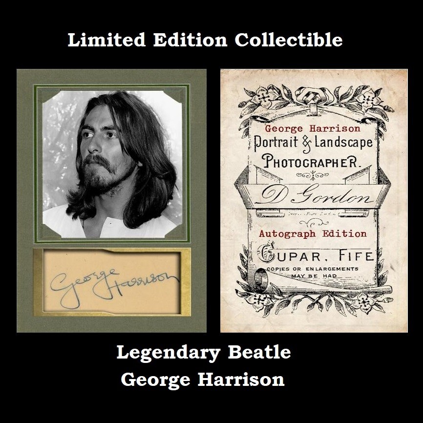 GEORGE HARRISON of The BEATLES Legend Photo Card Art Collectible Facsimile Auto