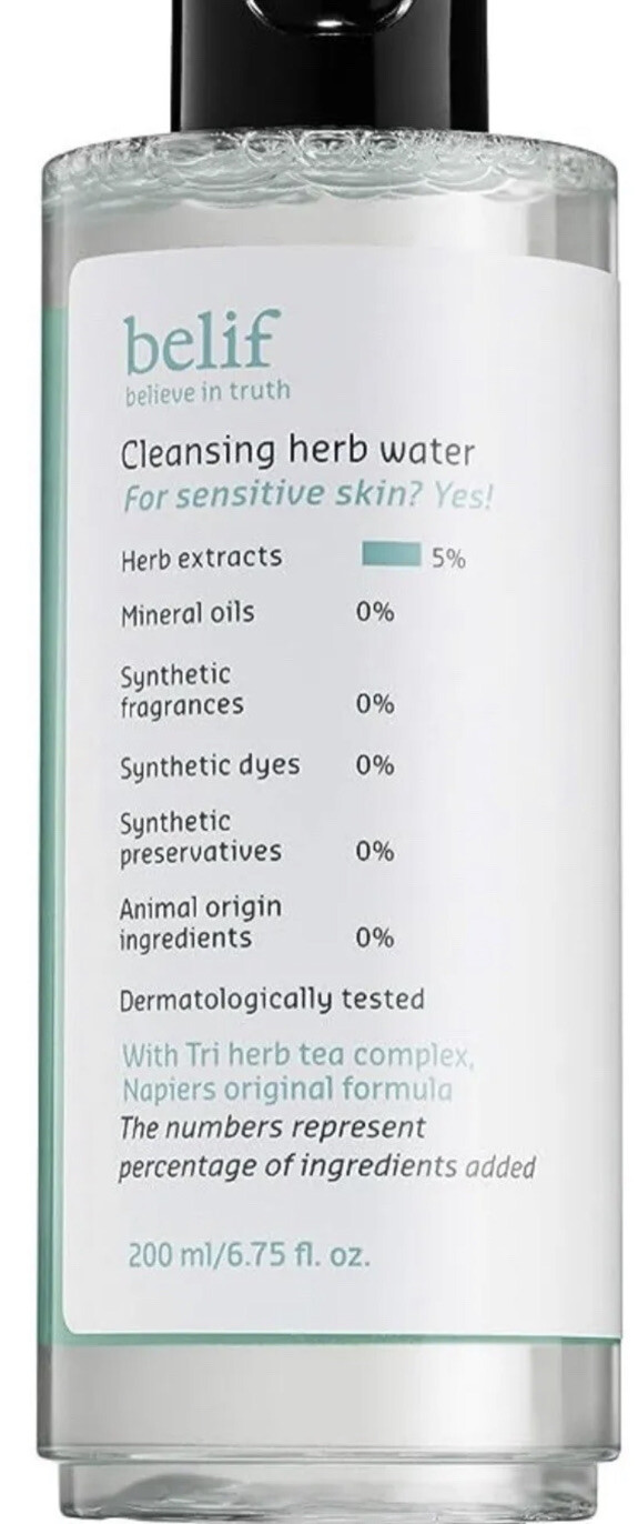 Belif Cleansing Herb Water. 6.75 oZ / 200 mL