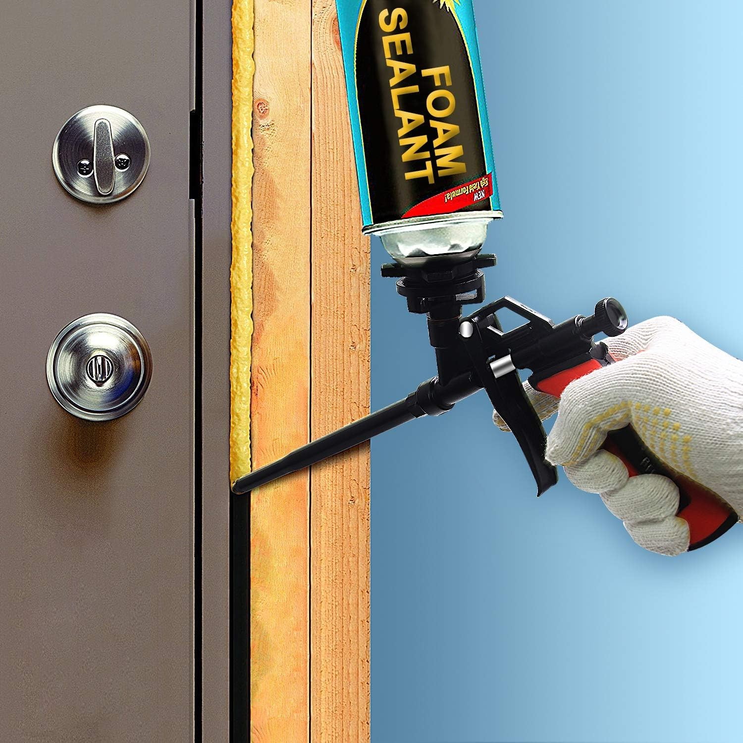 Versatile Professional Caulking Foam Gun with Precision Control - Red 12.99 inch
