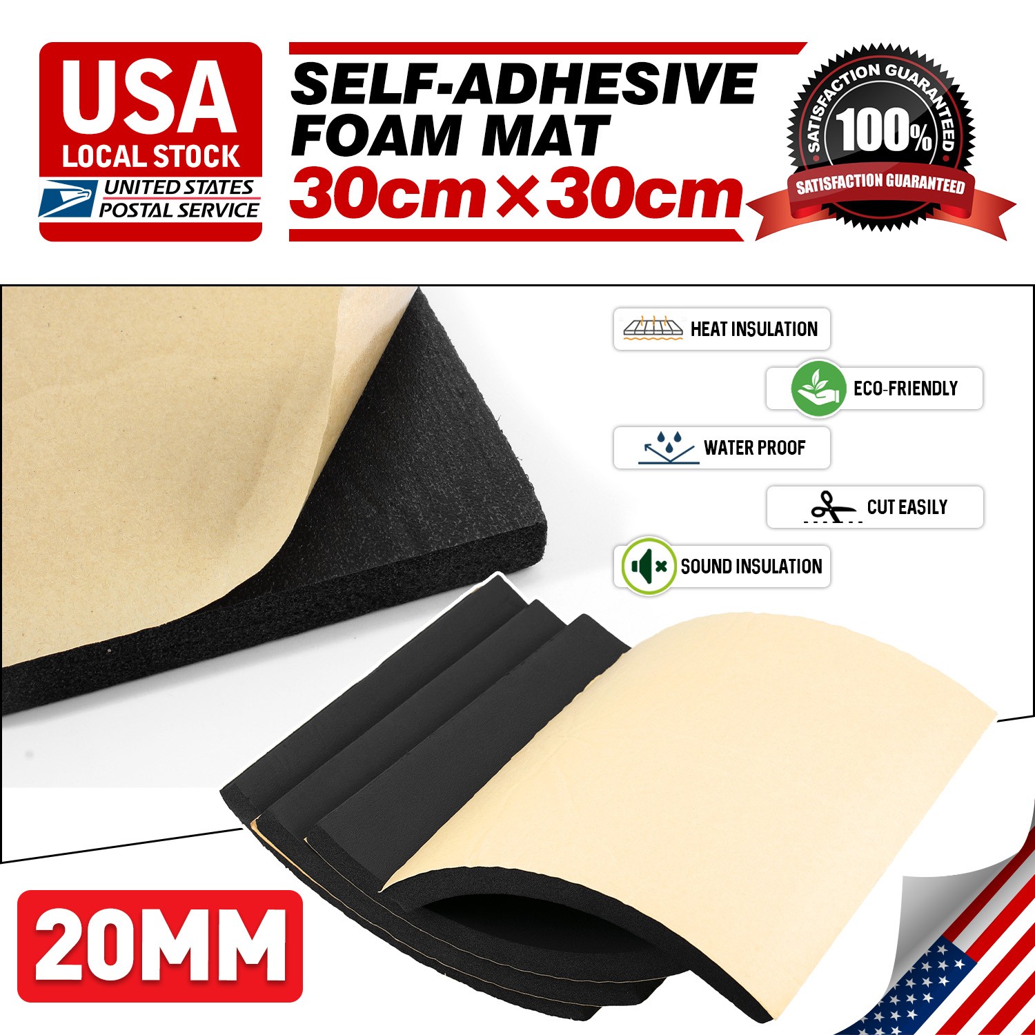 DIY Black Foam Sheet Self Adhesive Rubber Padding Neoprene Sponge Rubber Mat NEW