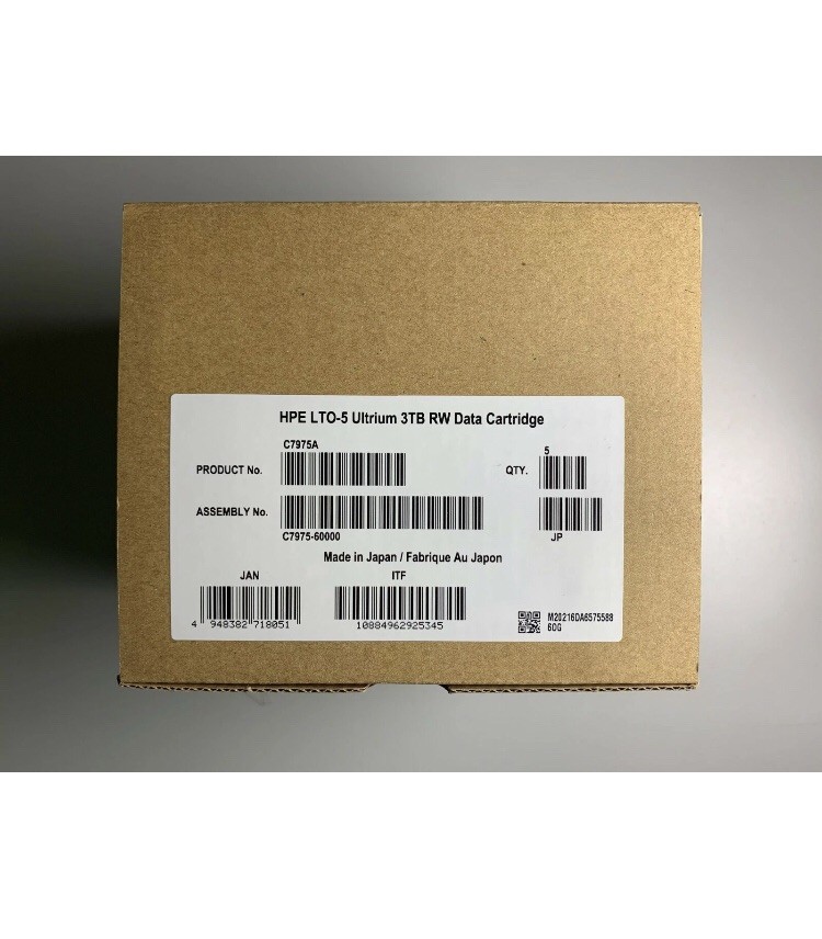 Open Box HPE HP LTO-5 Tape (5 Five Pack) C7975A 3.0 TB Ultrium Backup Cartridge