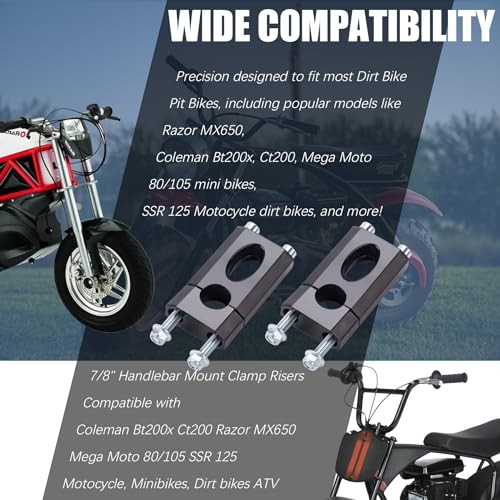 22mm Handlebar Risers,7/8" Handlebar Mount Clamp Risers Compatible with