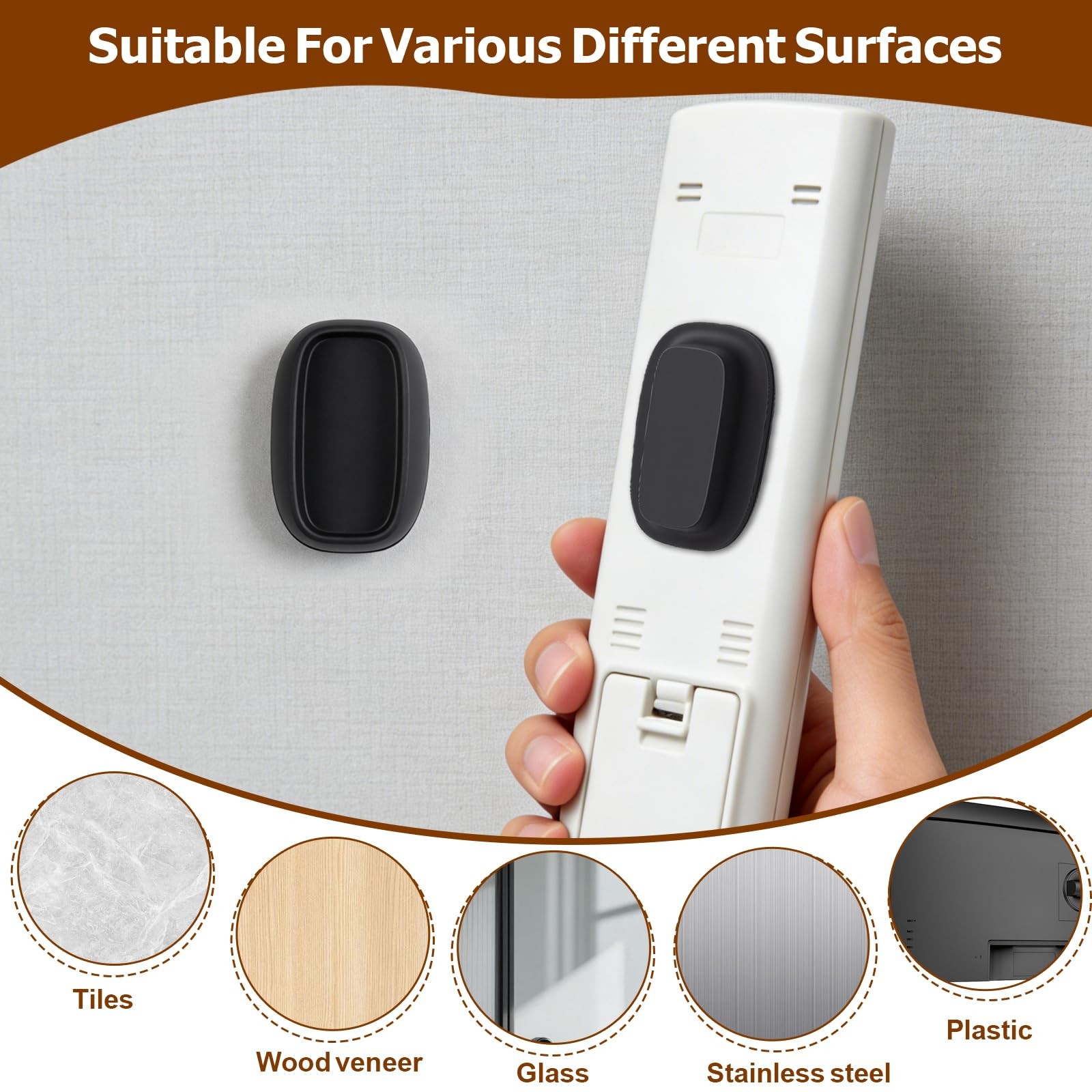 Magnetic Remote Control Holder 4 Pack Wall Mount No Drill Self-Adhesive