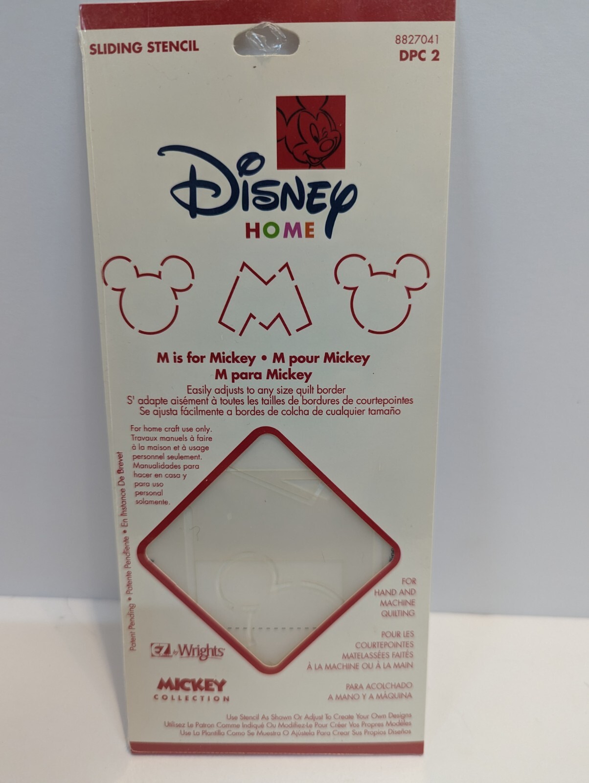 Disney Home M is for Mickey Sliding Stencil/Hand &  Machine Quilting NEW Sealed