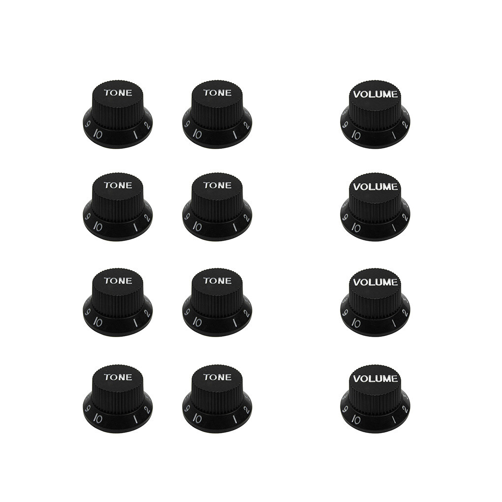 Set FD ST Electric Guitar Knobs 100 Tone & 100 Volume Control Knobs Black Color