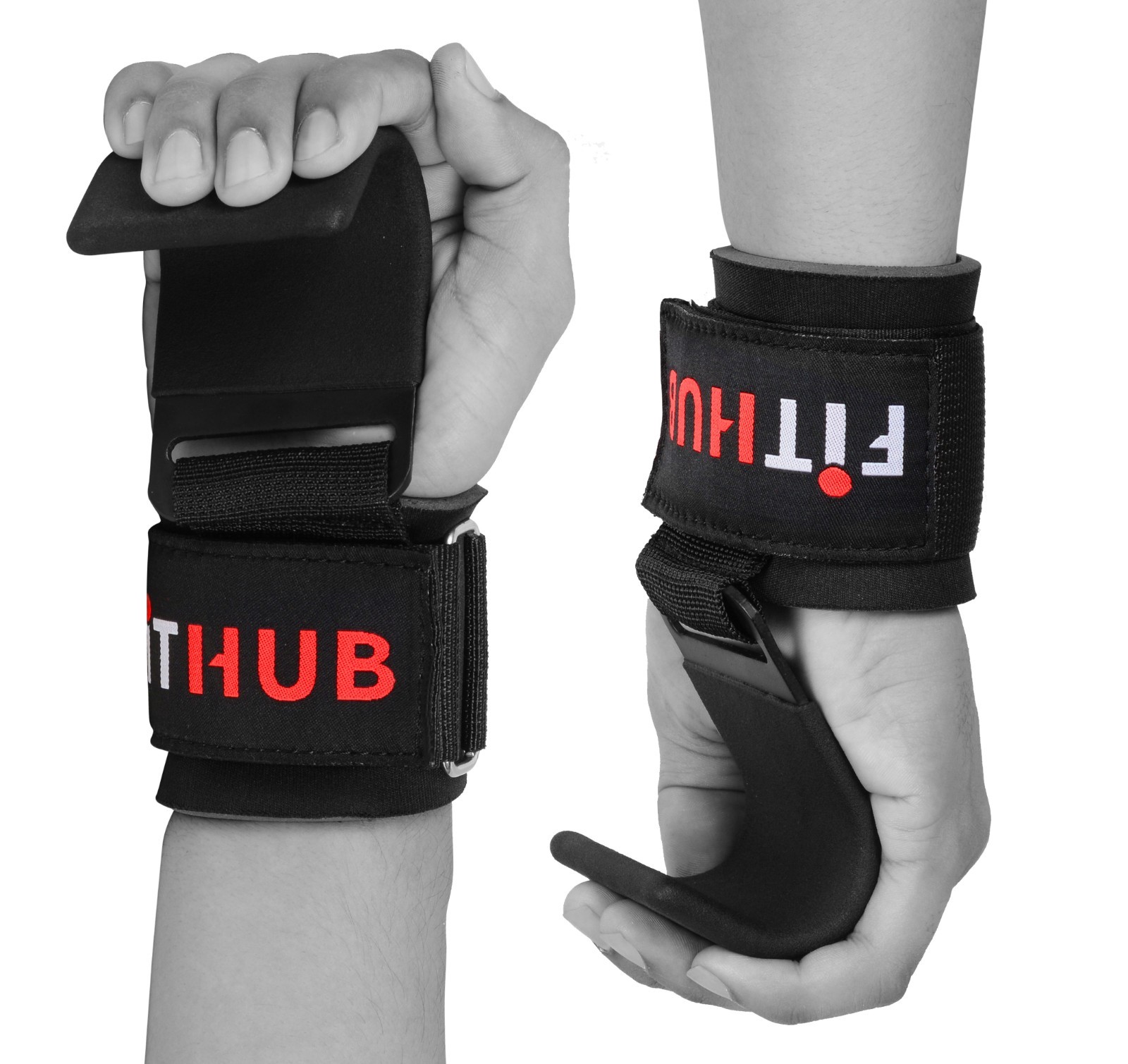 Power Weight Lifting Training Gym Hook Grips Straps Wrist Support Bandage (PAIR)