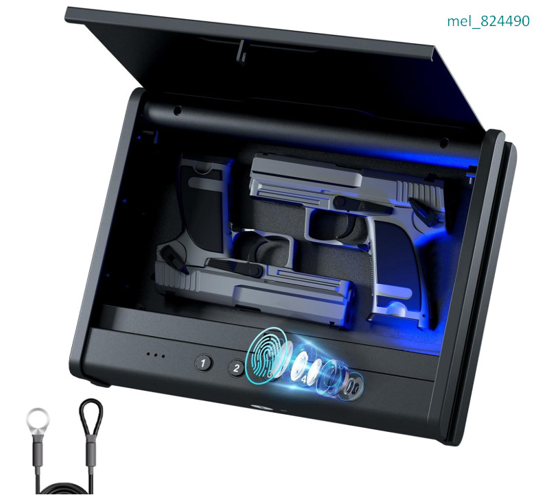 Biometric Gun Safe for Handgun with Fingerprint Keypad & Interior Light