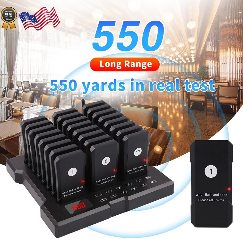 AGJ Restaurant Pager Wireless Calling System 24 Beepers Guest Customer Queue