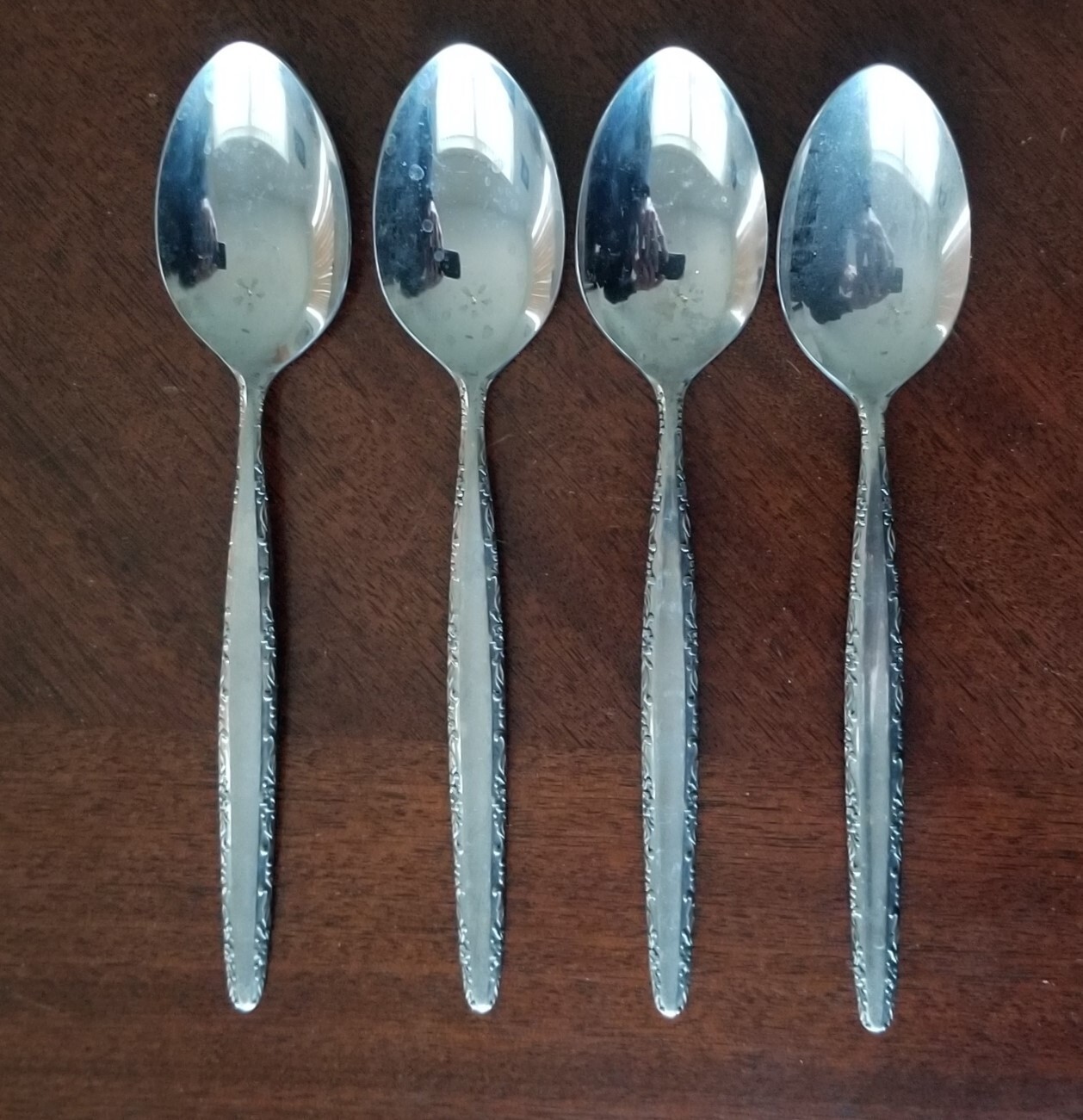 Lot of 4 Oval Soup Spoons 7.5" Riviera Stainless Steel Flatware "Livorno" Japan