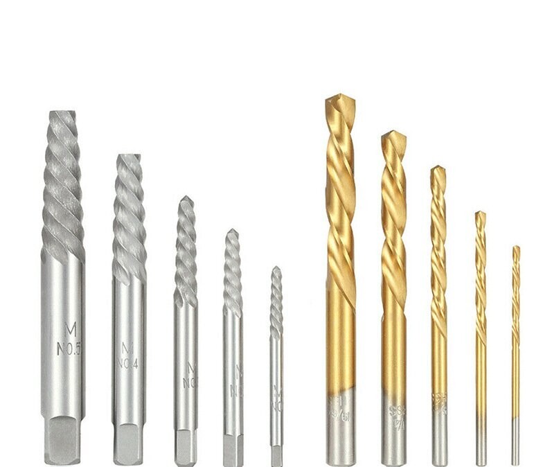 10pc Screw Extractor | Left Hand Cobalt Drill Bit Set Easy Out Broken Bolt