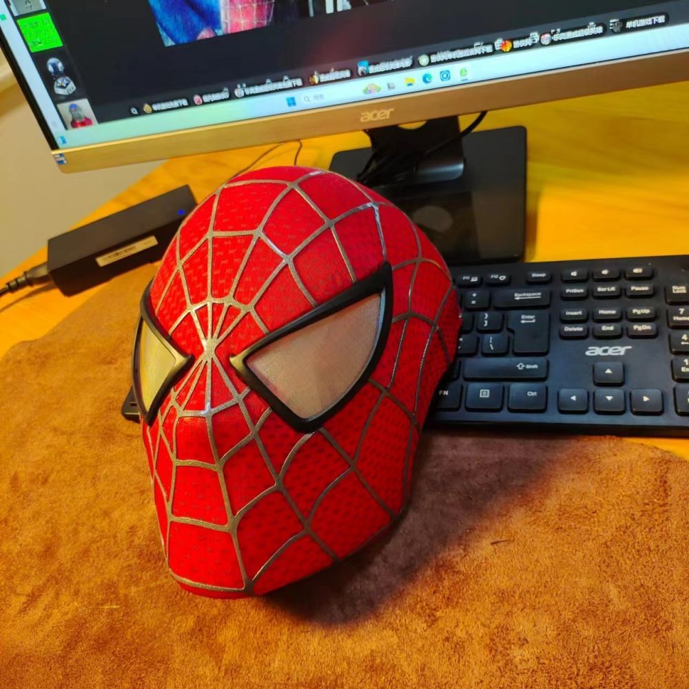[Handwork] Spiderman Tobey Maguire Hood Mask 3D Headwear Adult Wearable Red