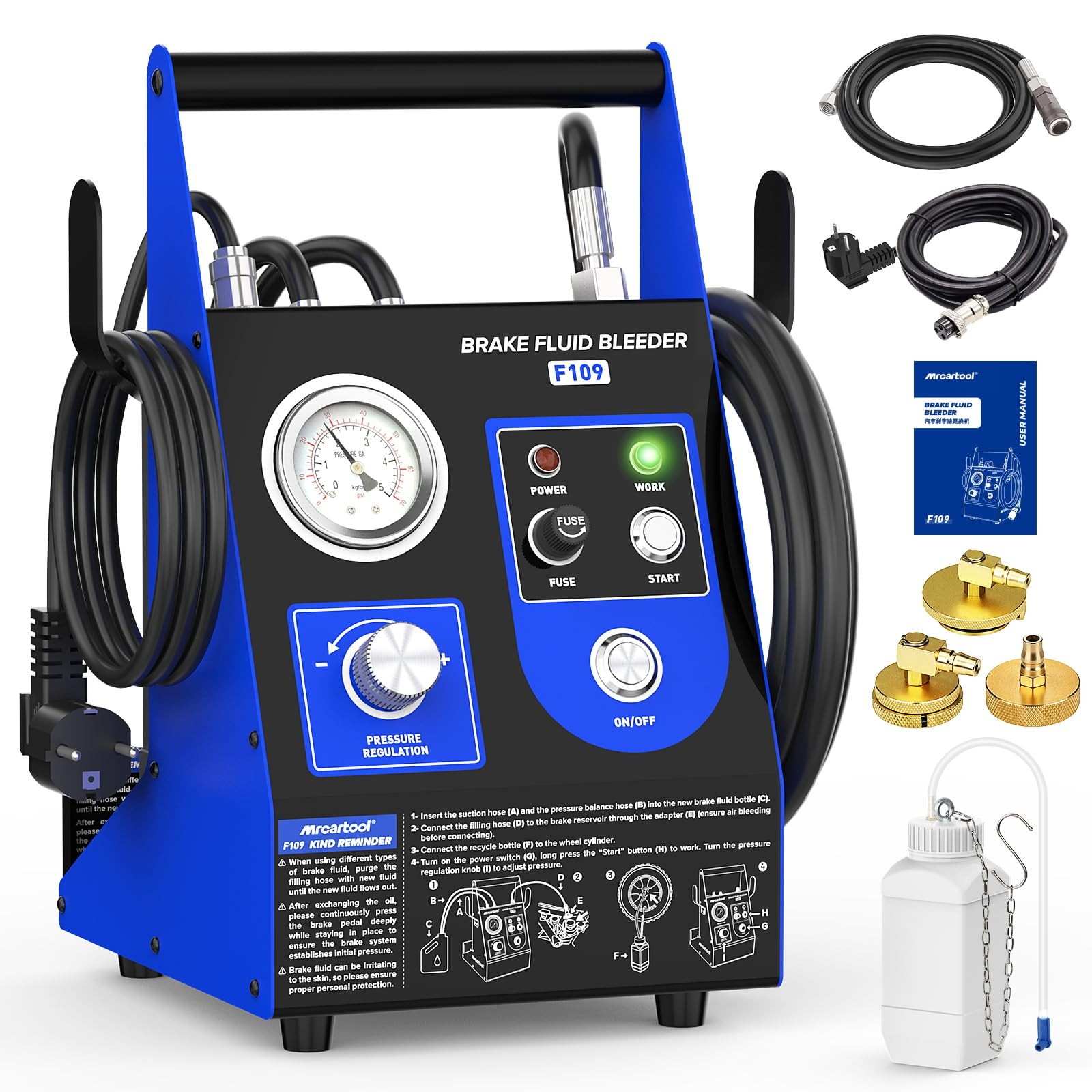 Automatic Brake Bleeder Kit,7~36PSI Electric Fluid Pressure Bleeder...