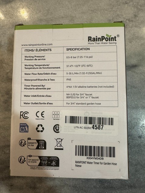 RAINPOINT 1-zone WiFi Water Timer with WIFI Hub