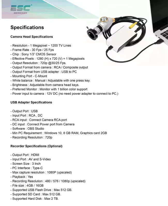 USB Endoscopy Camera Portable HD Medical ENT Endoscope Camera for Windows Mac