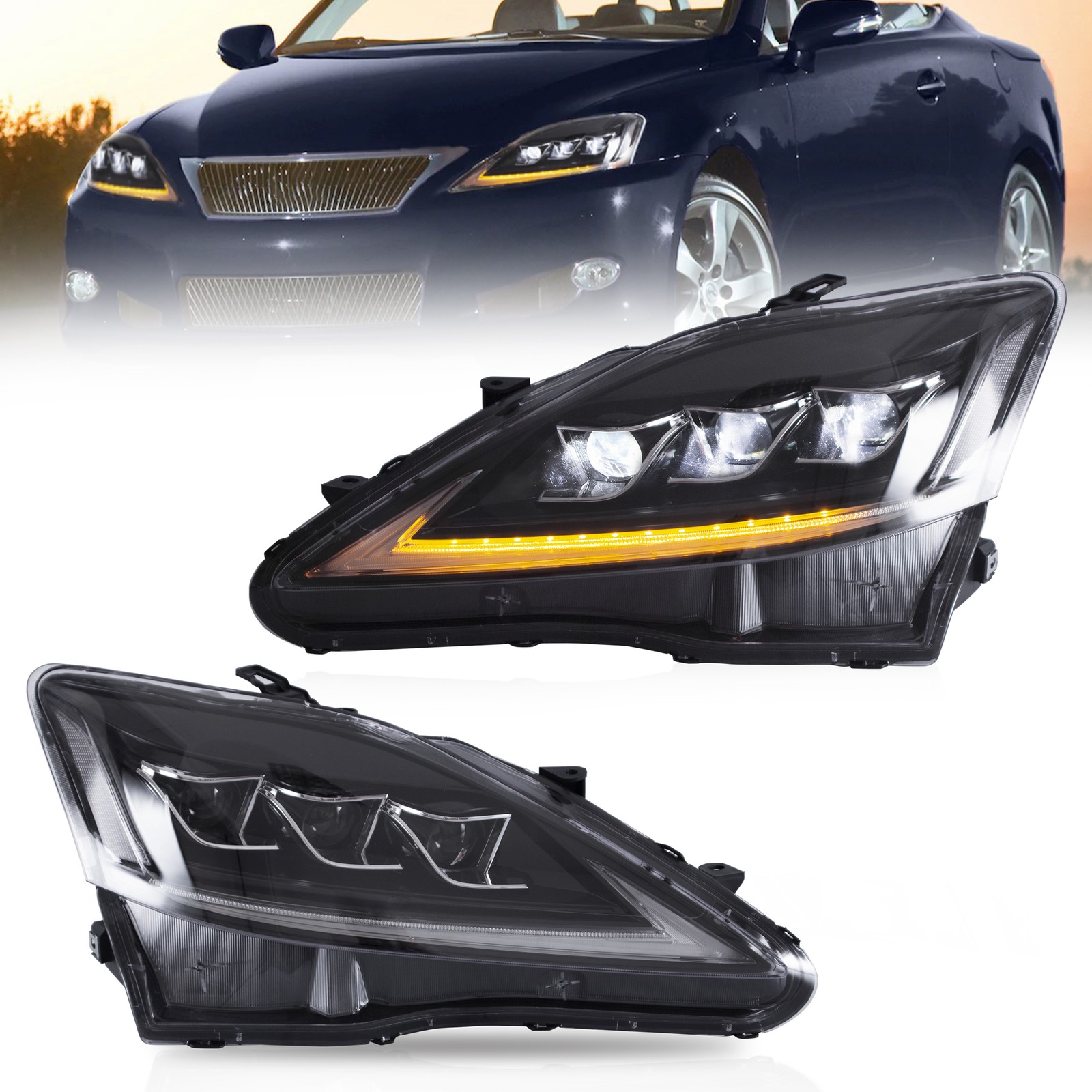 VLAND Projector FULL LED Headlights For 2006-2013 Lexus IS250 IS350 ISF Sedan