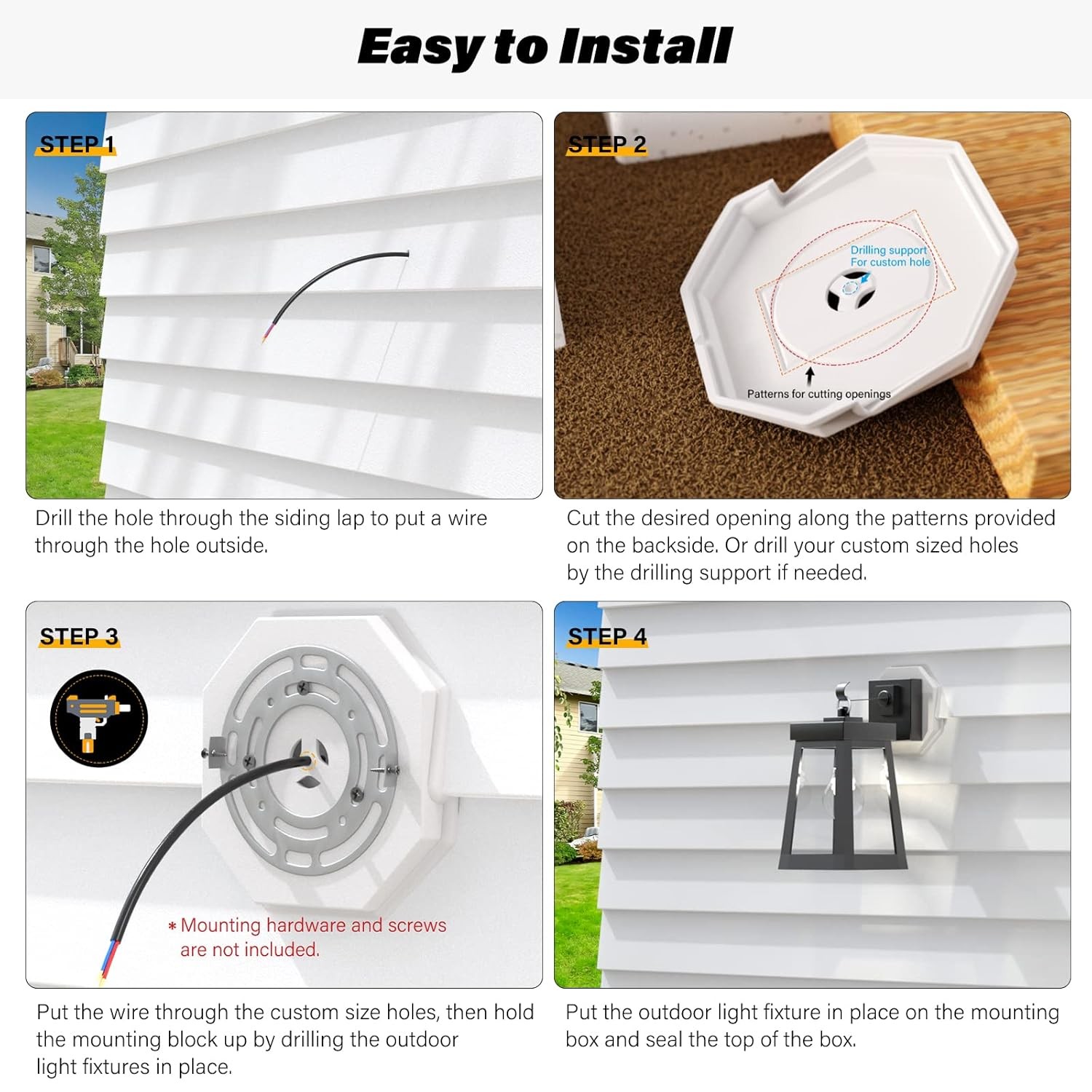 Vinyl Siding Mounting Blocks, Kit, 130110006001 Octagon White