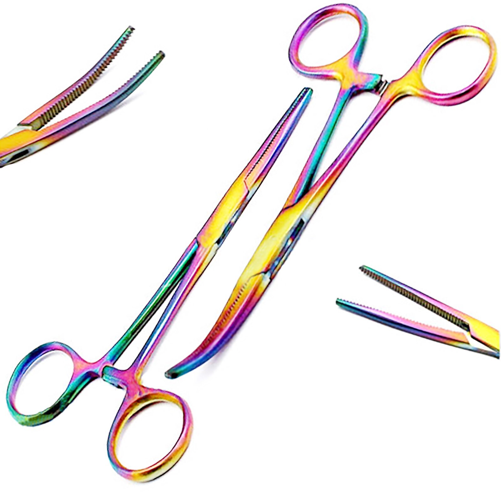 MULTI TITANIUM RAINBOW Color Mosquito Straight and Curved Hemostat 5" STAINLESS